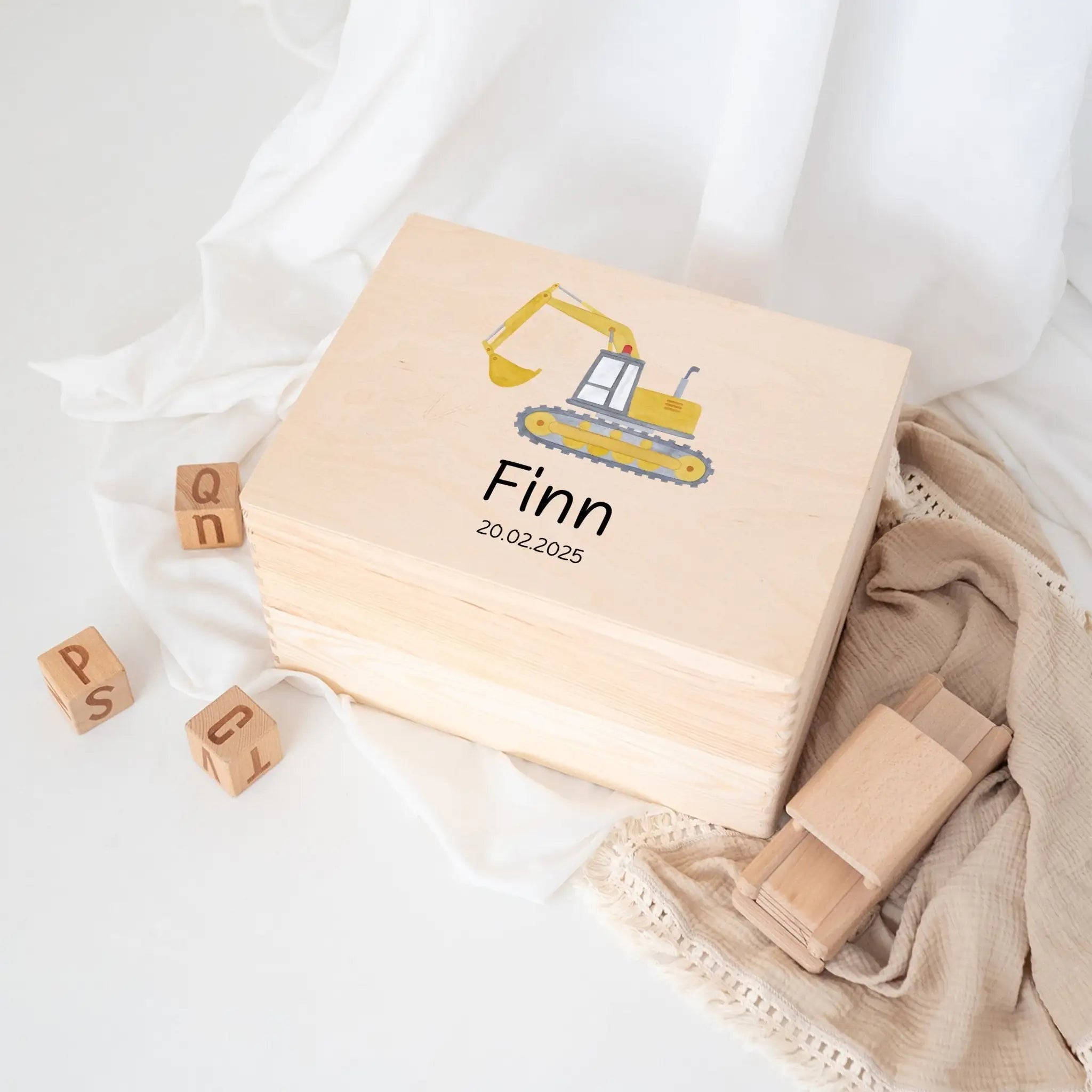 Erinnerungsbox Holz mit Wunschdaten – Fahrzeug Aquarell - wunderwunsch
