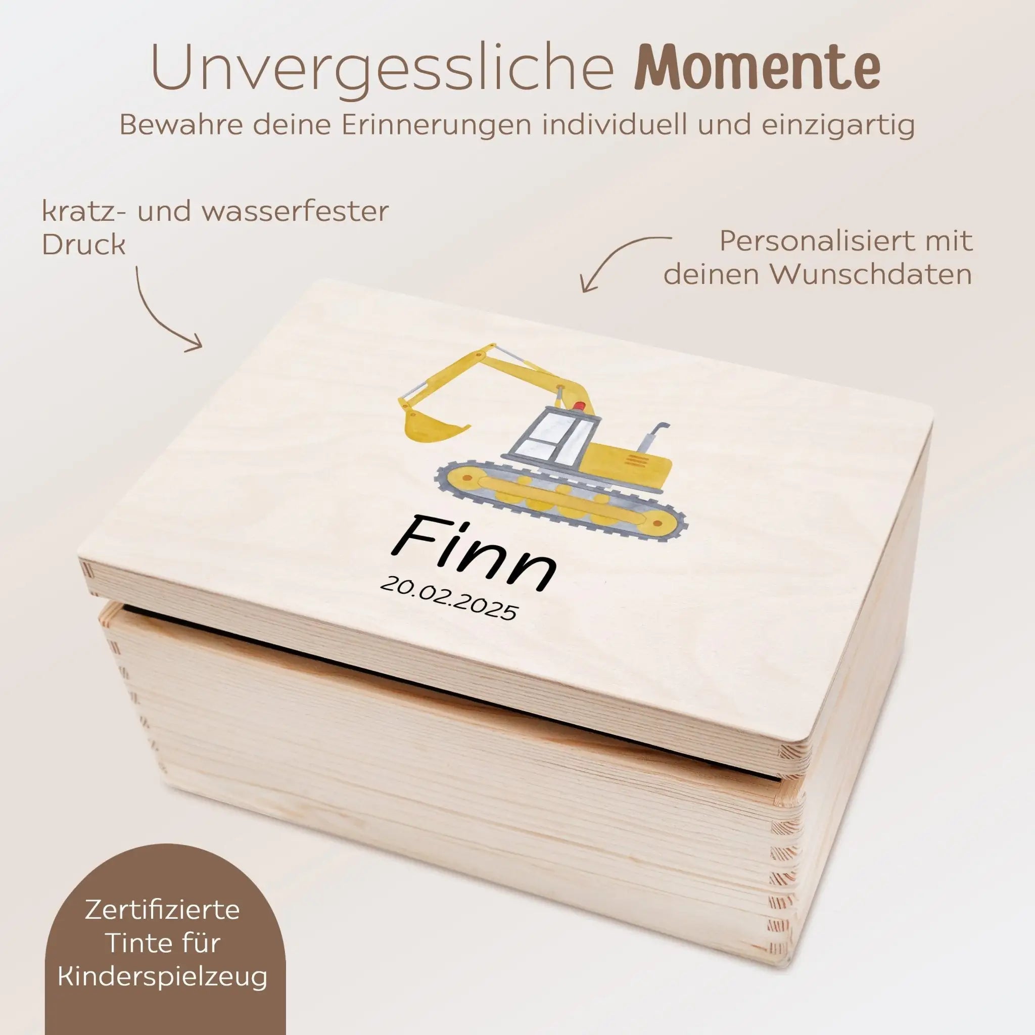 Erinnerungsbox Holz mit Wunschdaten – Fahrzeug Aquarell - wunderwunsch