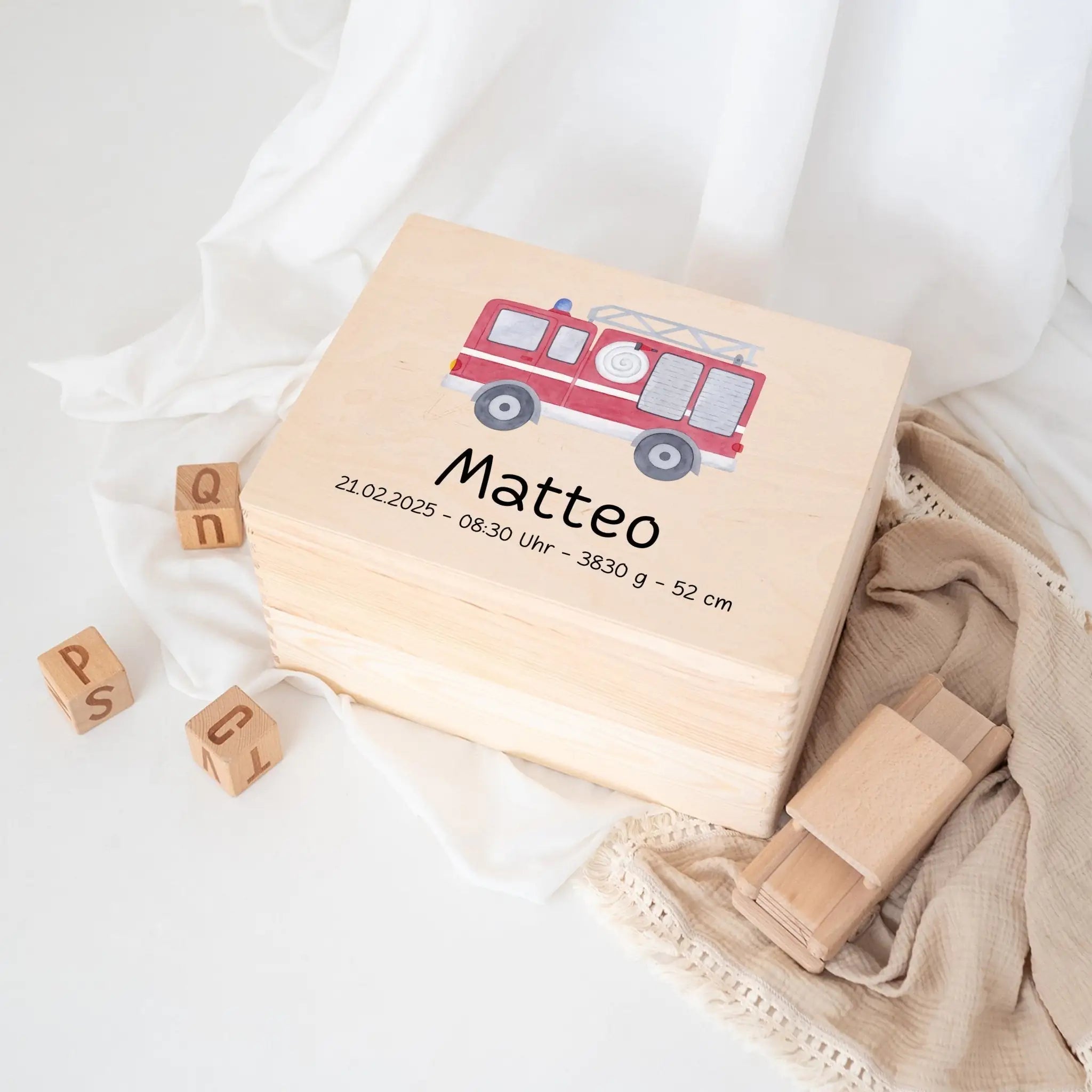 Erinnerungsbox Holz mit Wunschdaten – Fahrzeug Aquarell - wunderwunsch