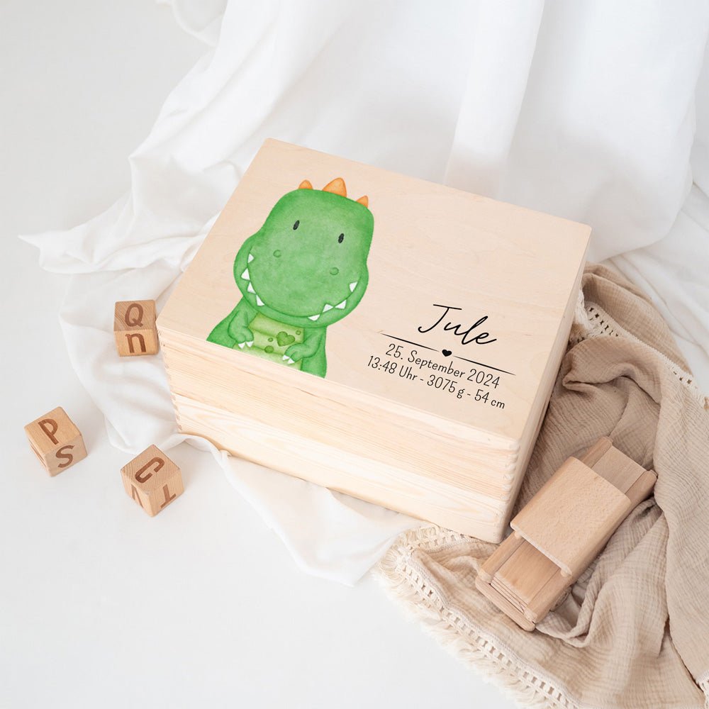 Erinnerungsbox Holz mit Wunschdaten – Tier Aquarell - wunderwunsch