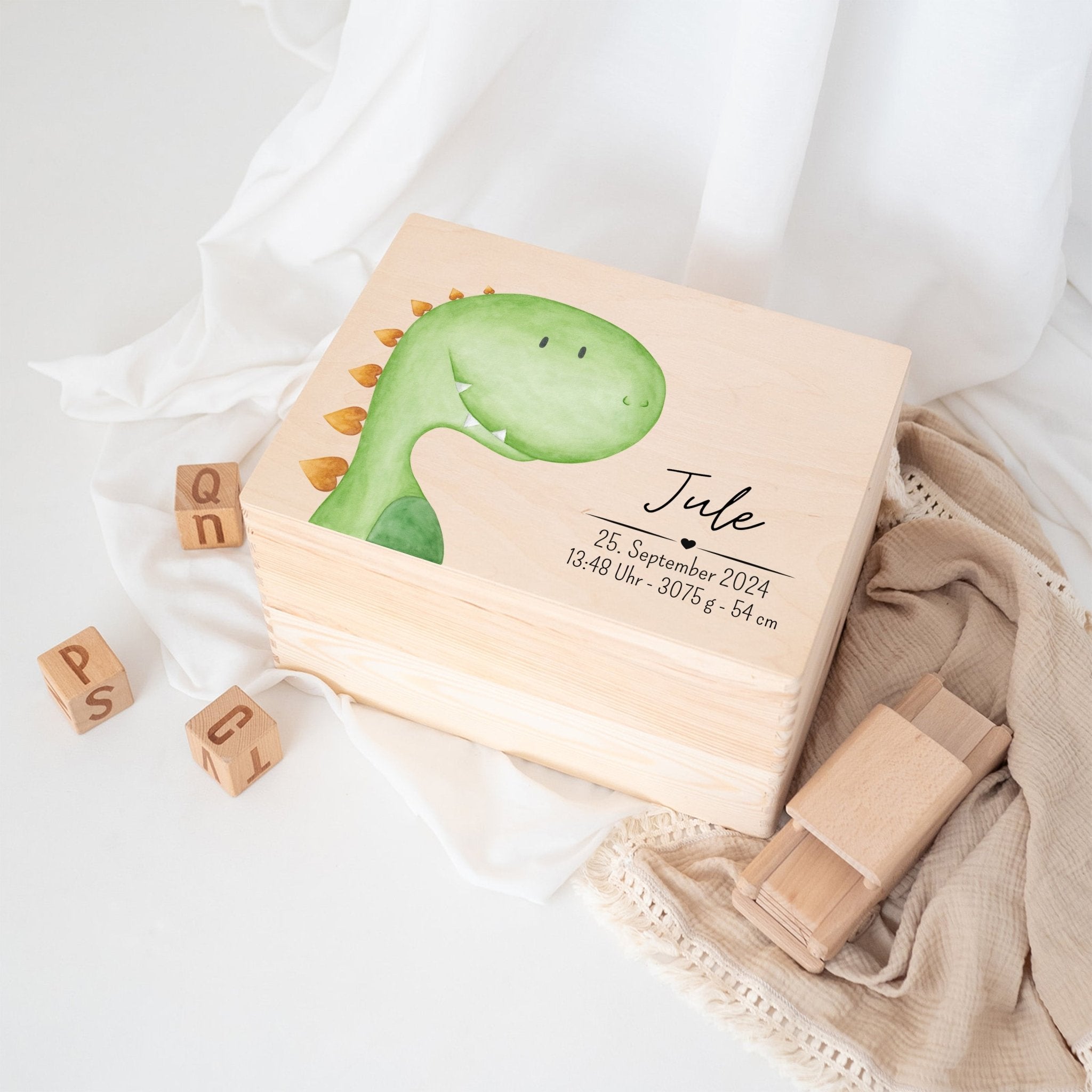Erinnerungsbox Holz mit Wunschdaten – Tier Aquarell - wunderwunsch