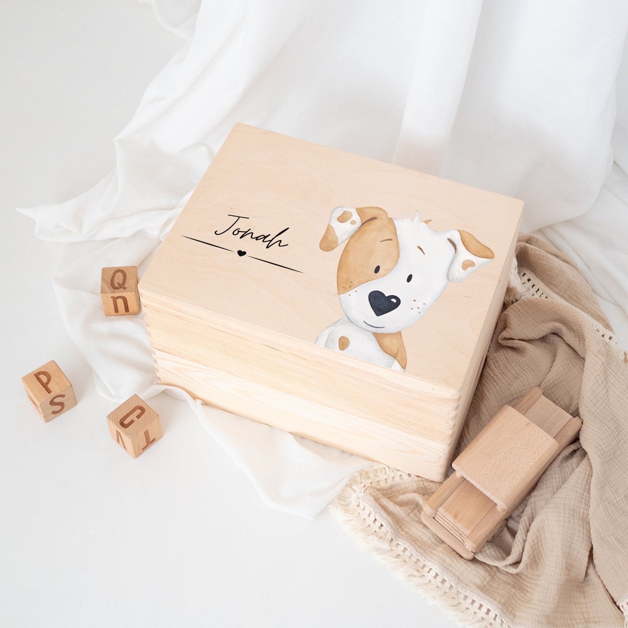 Erinnerungsbox Holz mit Wunschdaten – Tier Aquarell - wunderwunsch