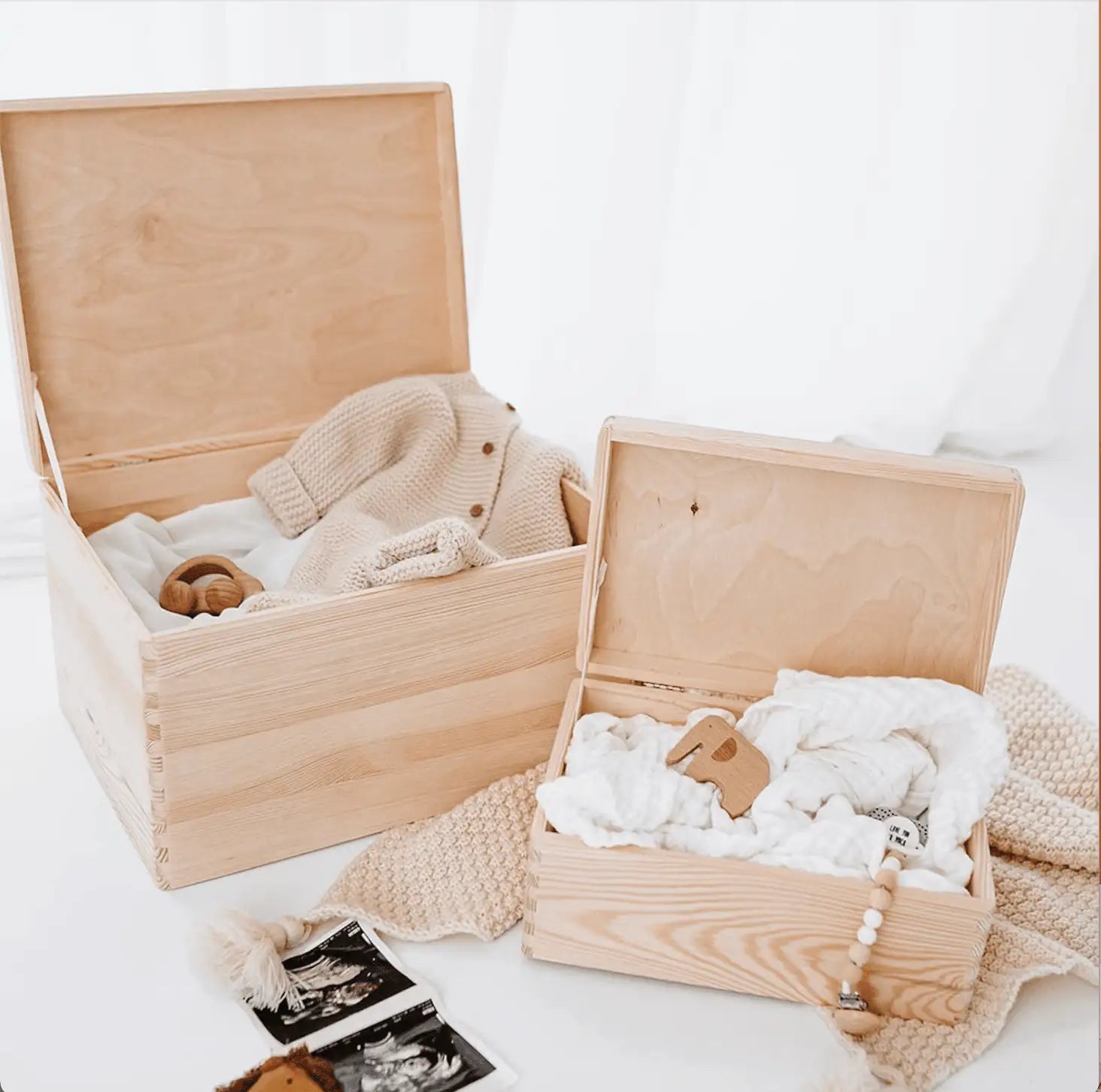 Erinnerungsbox Holz mit Wunschdaten – Tier Girlande Aquarell - wunderwunsch