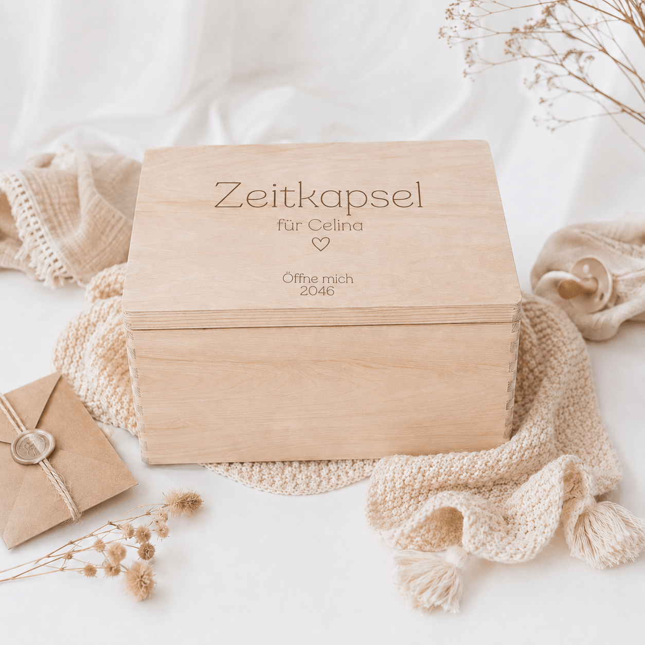 Erinnerungsbox Holz mit Wunschdaten – Zeitkapsel - wunderwunsch