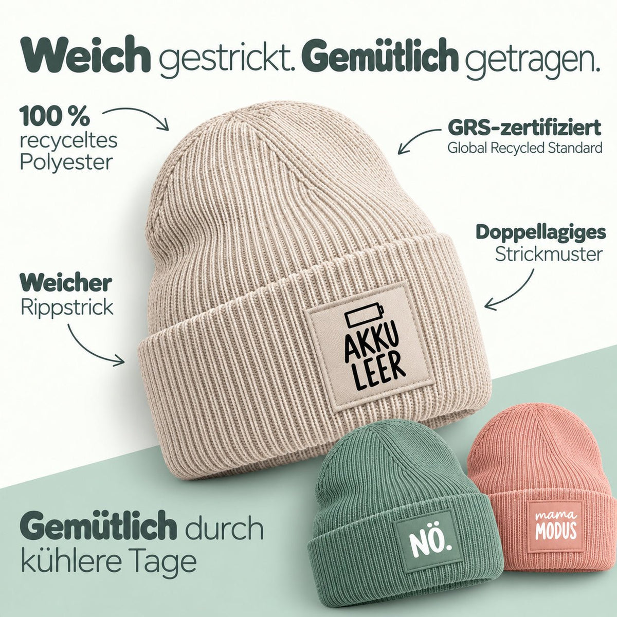 Erwachsene Beanie Mütze mit Spruch - wunderwunsch