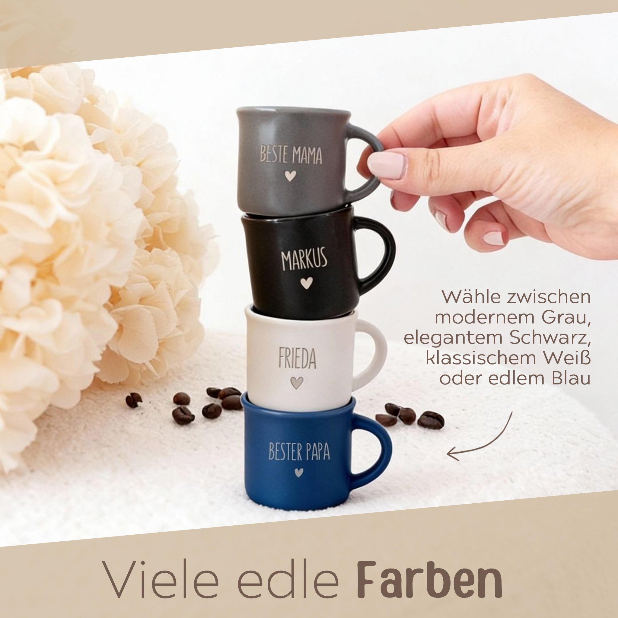 Espresso Tasse Keramik - Name und Herz - wunderwunsch