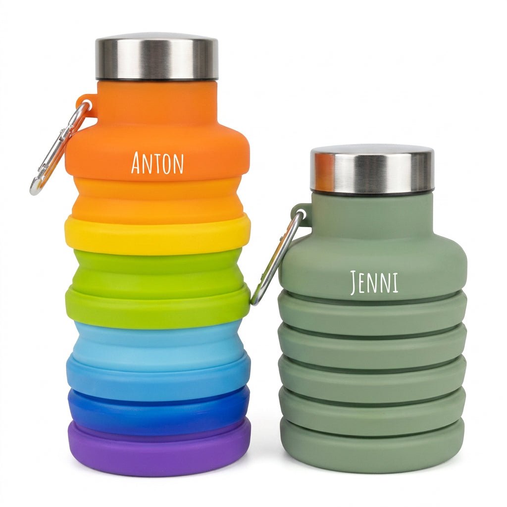 Faltbare Silikon Wasserflasche personalisiert - wunderwunsch