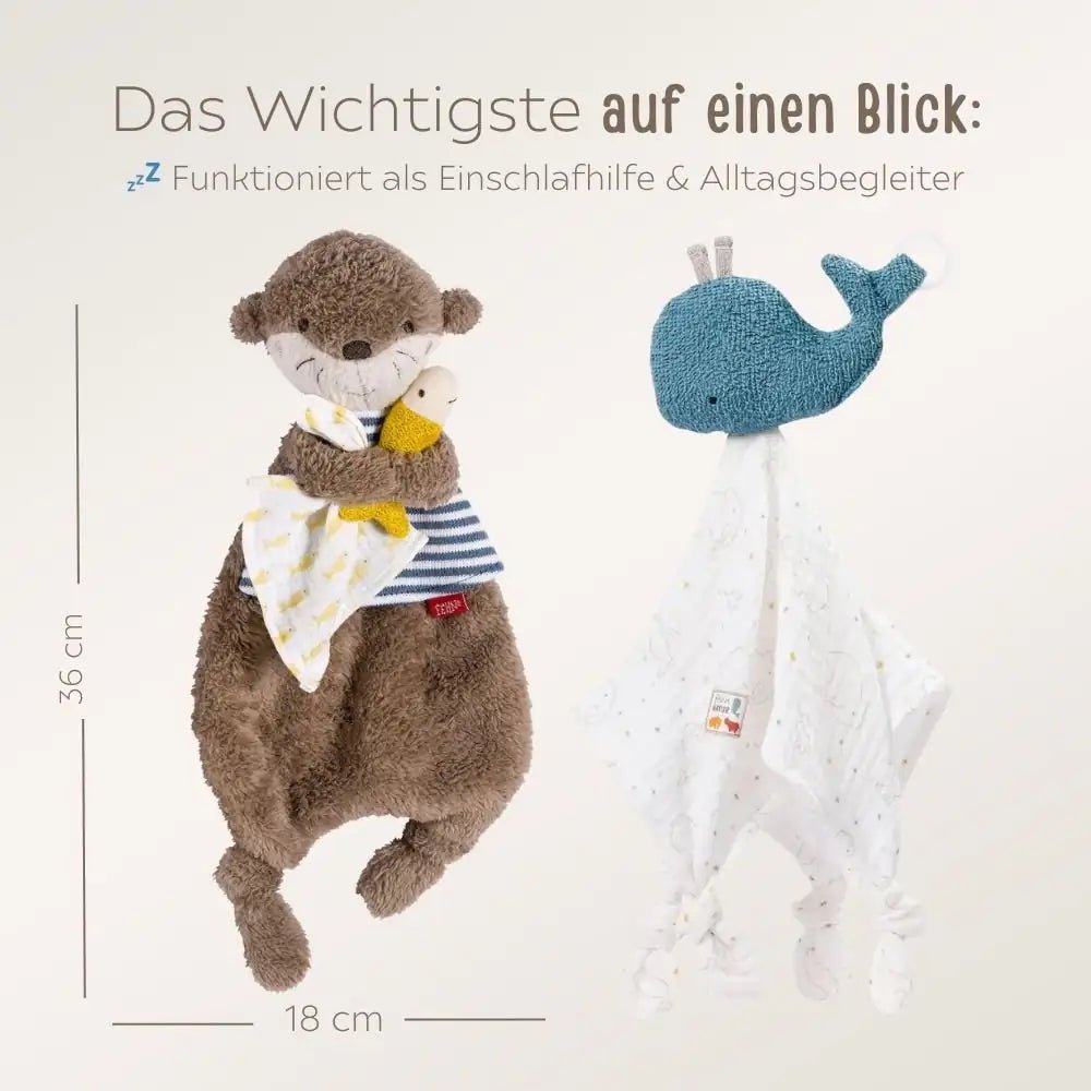 FEHN Schmusetuch Otter oder Wal personalisierbar - wunderwunsch