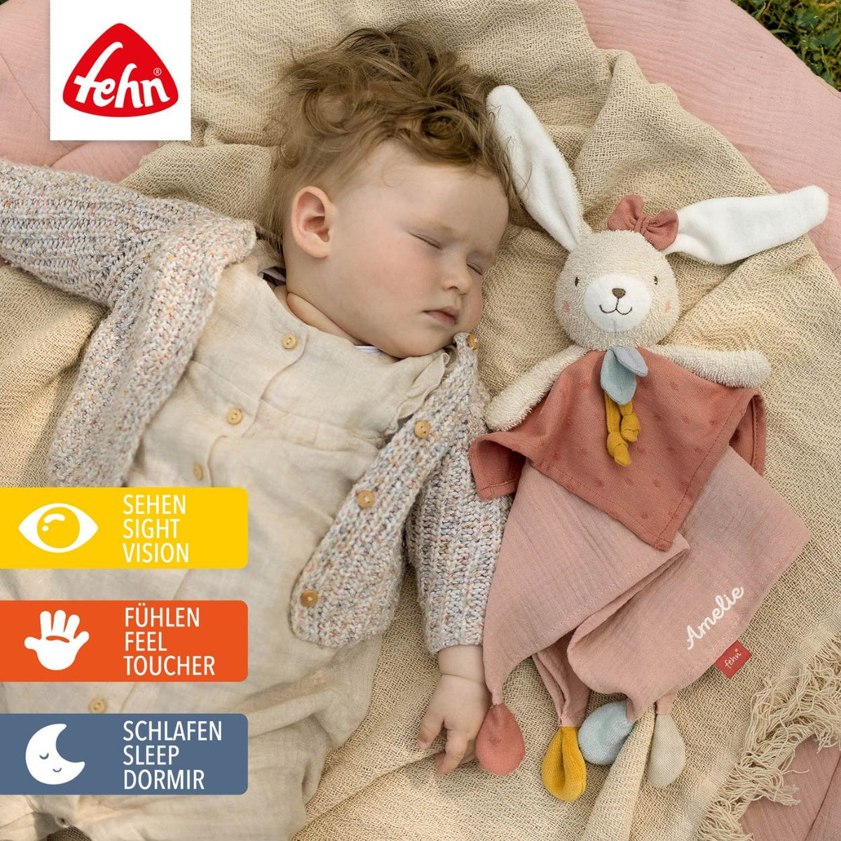 FEHN Schmusetuch personalisiert - Hase - wunderwunsch