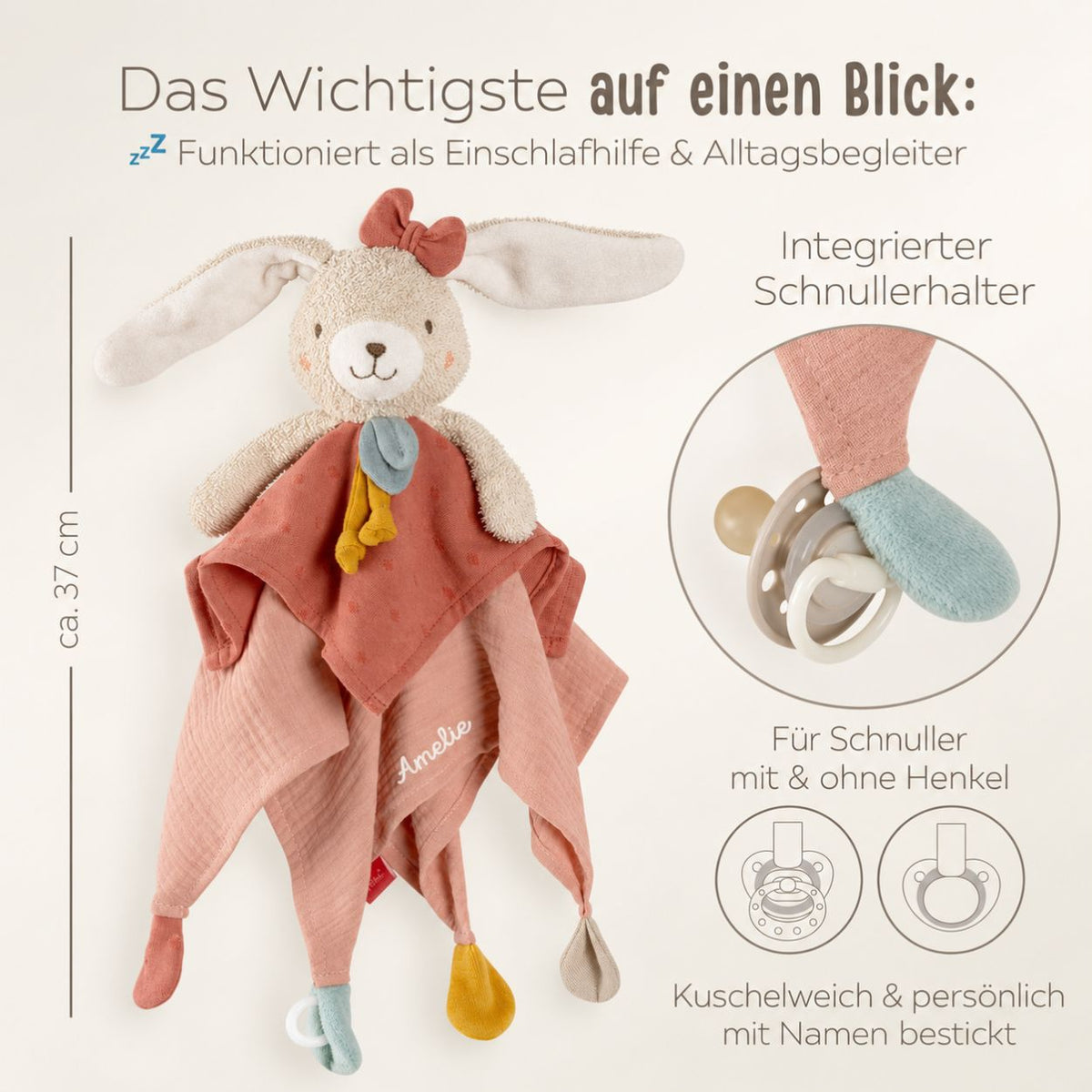 FEHN Schmusetuch personalisiert - Hase - wunderwunsch