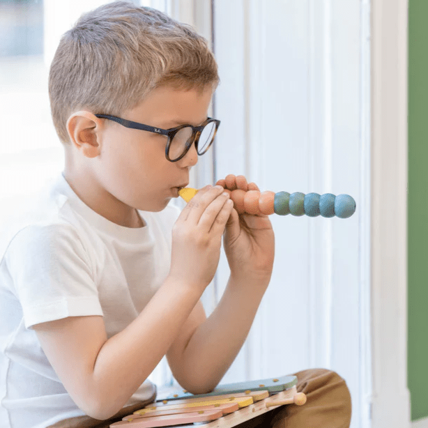 FLEXA Musikspielzeug personalisiert - Flöte, Klapperholz, Trommel bunt - wunderwunsch