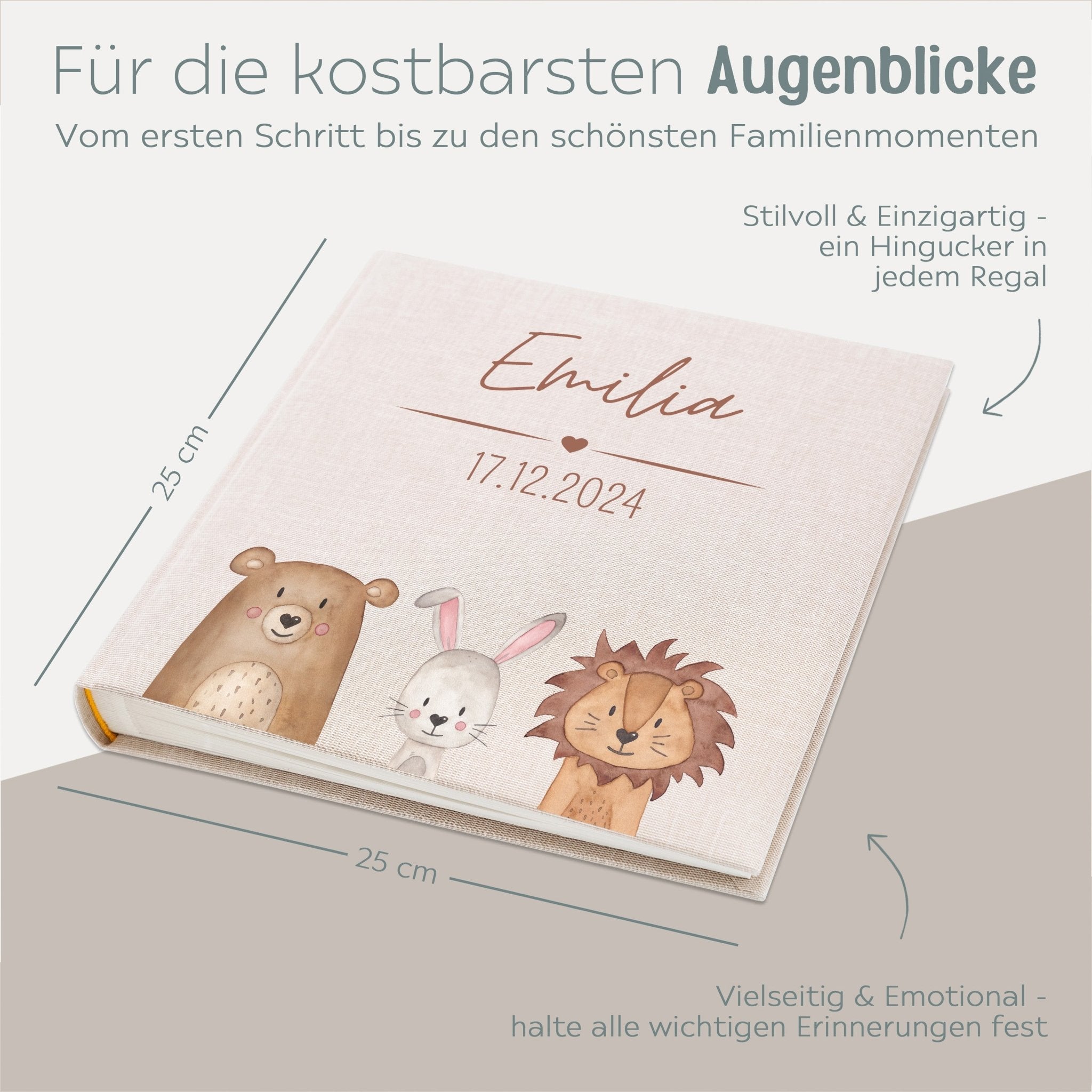 Fotoalbum mit Leineneinband - Tiere Aquarell - wunderwunsch