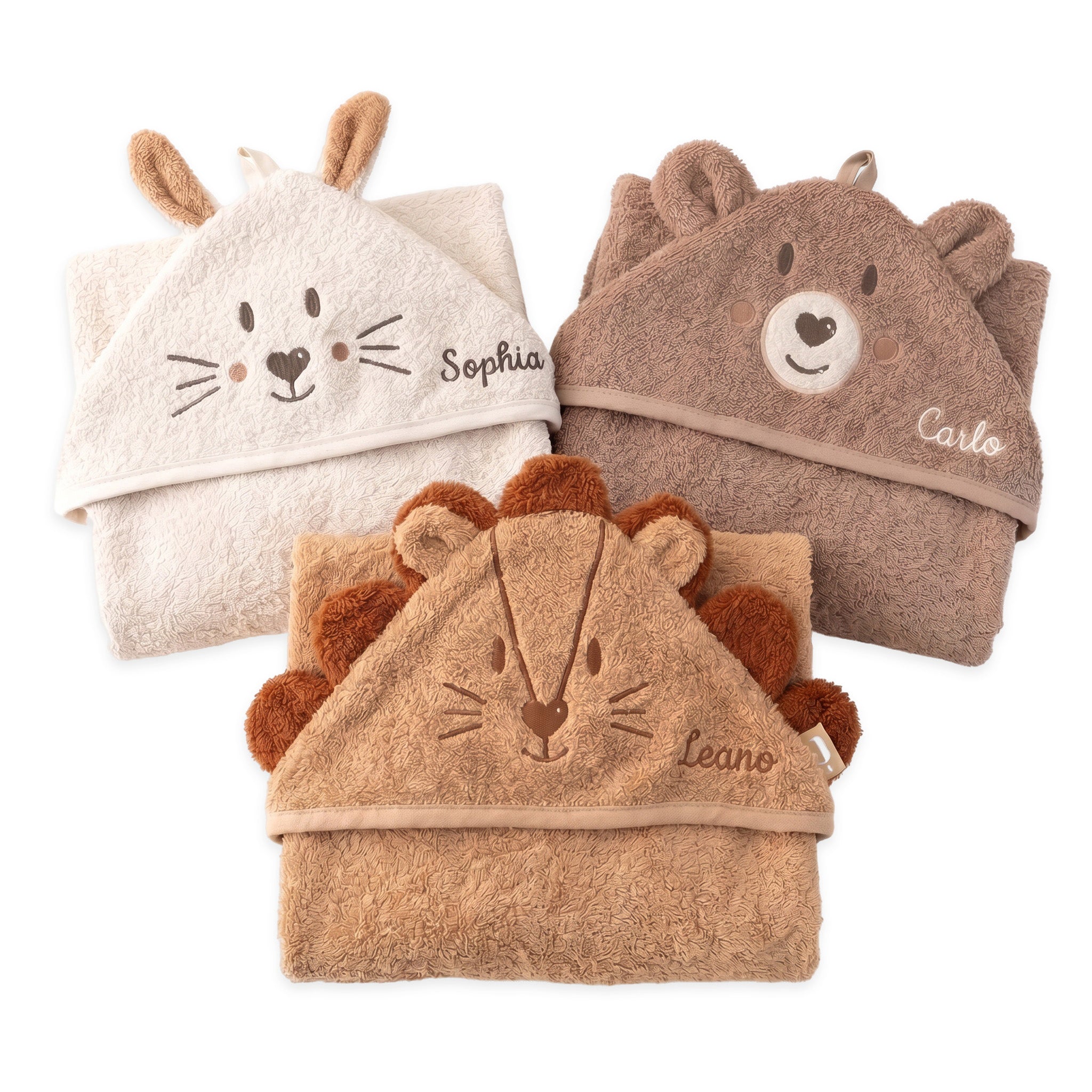 JOLLEIN x Wunderwunsch Tier Kapuzenhandtuch Baby personalisiert