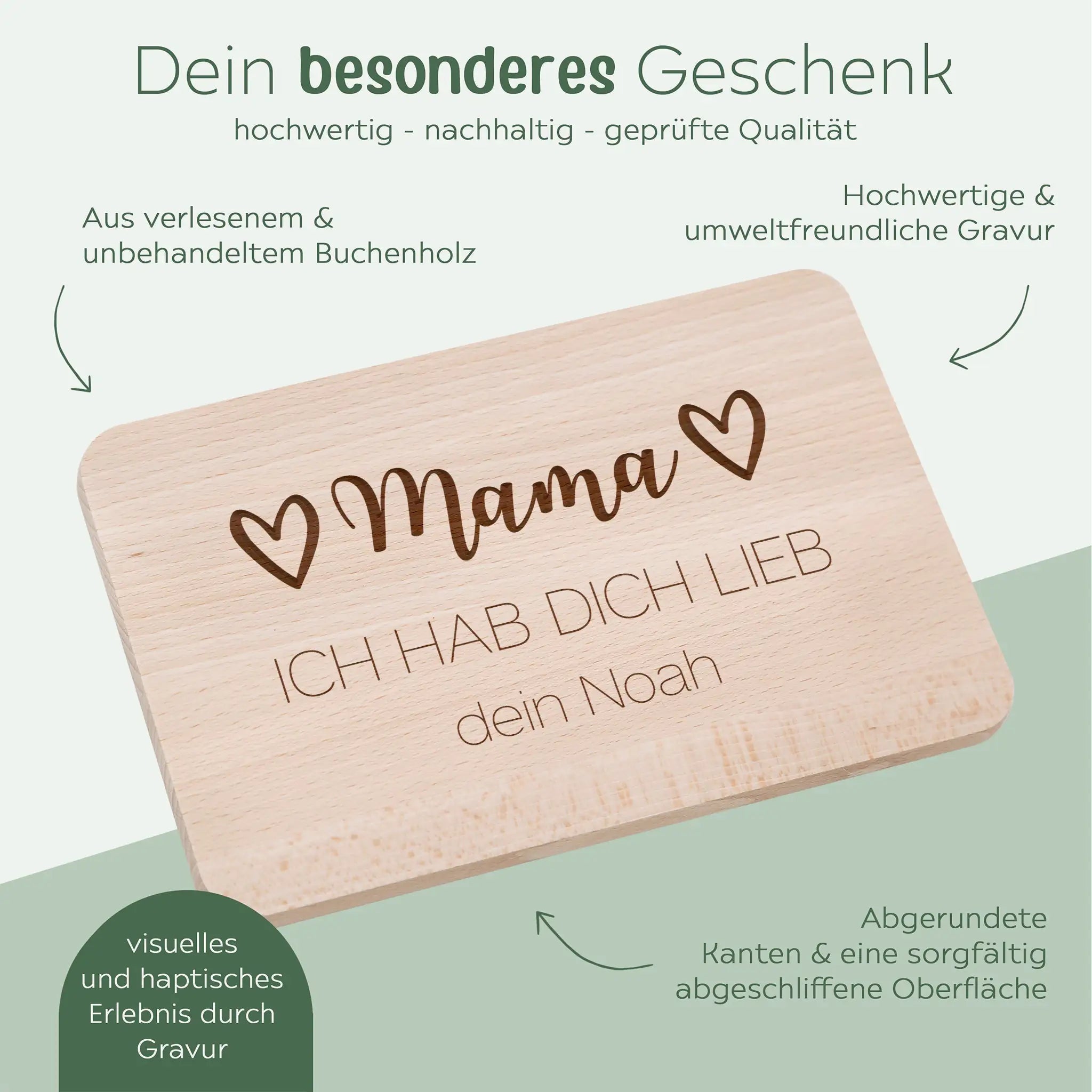 Frühstücksbrett "Hab dich lieb Mama" - wunderwunsch