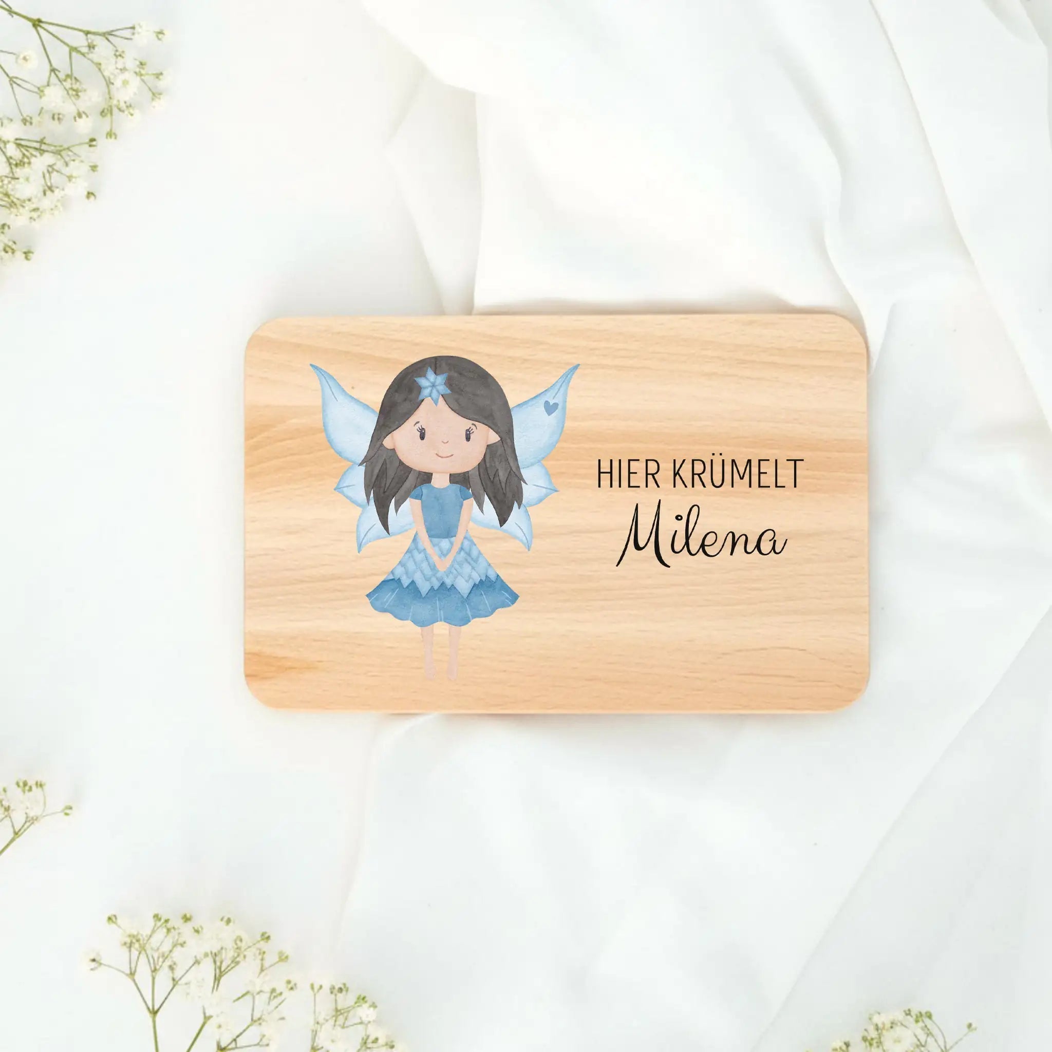 Frühstücksbrettchen personalisiert - Fee Aquarell - wunderwunsch