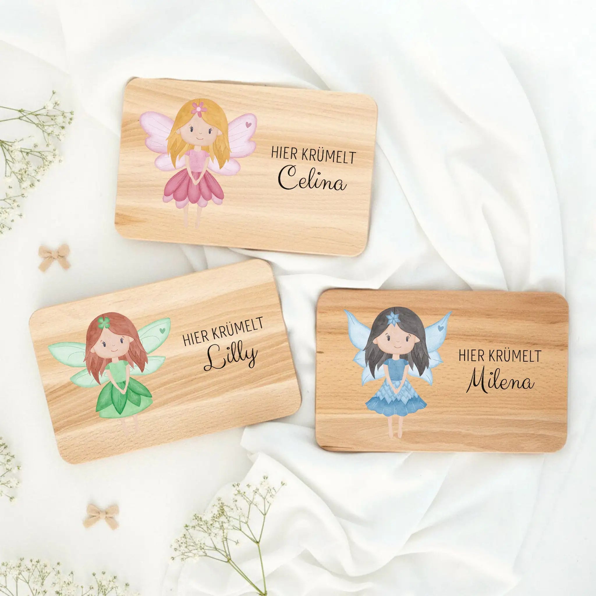 Frühstücksbrettchen personalisiert - Fee Aquarell - wunderwunsch