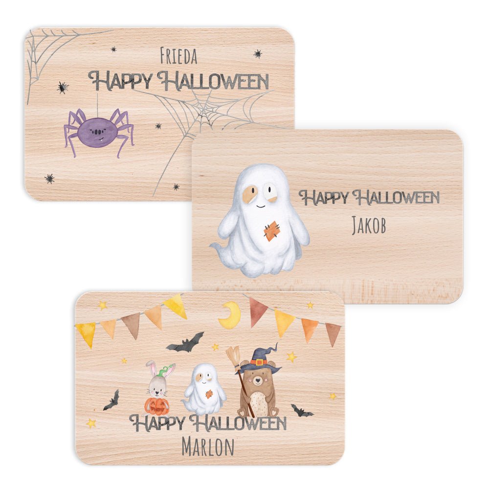 Frühstücksbrettchen personalisiert - Halloween Aquarell - wunderwunsch