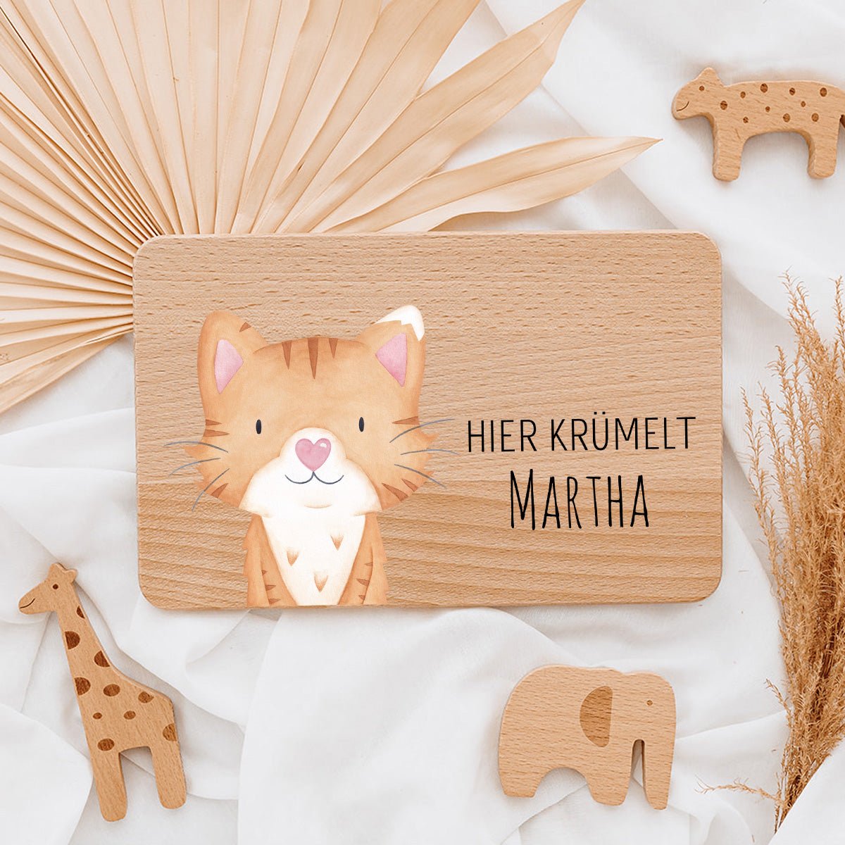 Frühstücksbrettchen personalisiert - Tier Aquarell - wunderwunsch