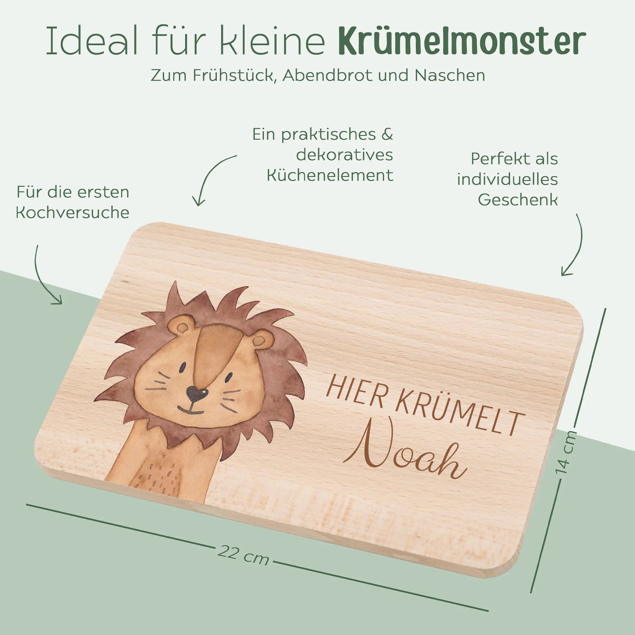 Frühstücksbrettchen personalisiert - Tier Aquarell - wunderwunsch