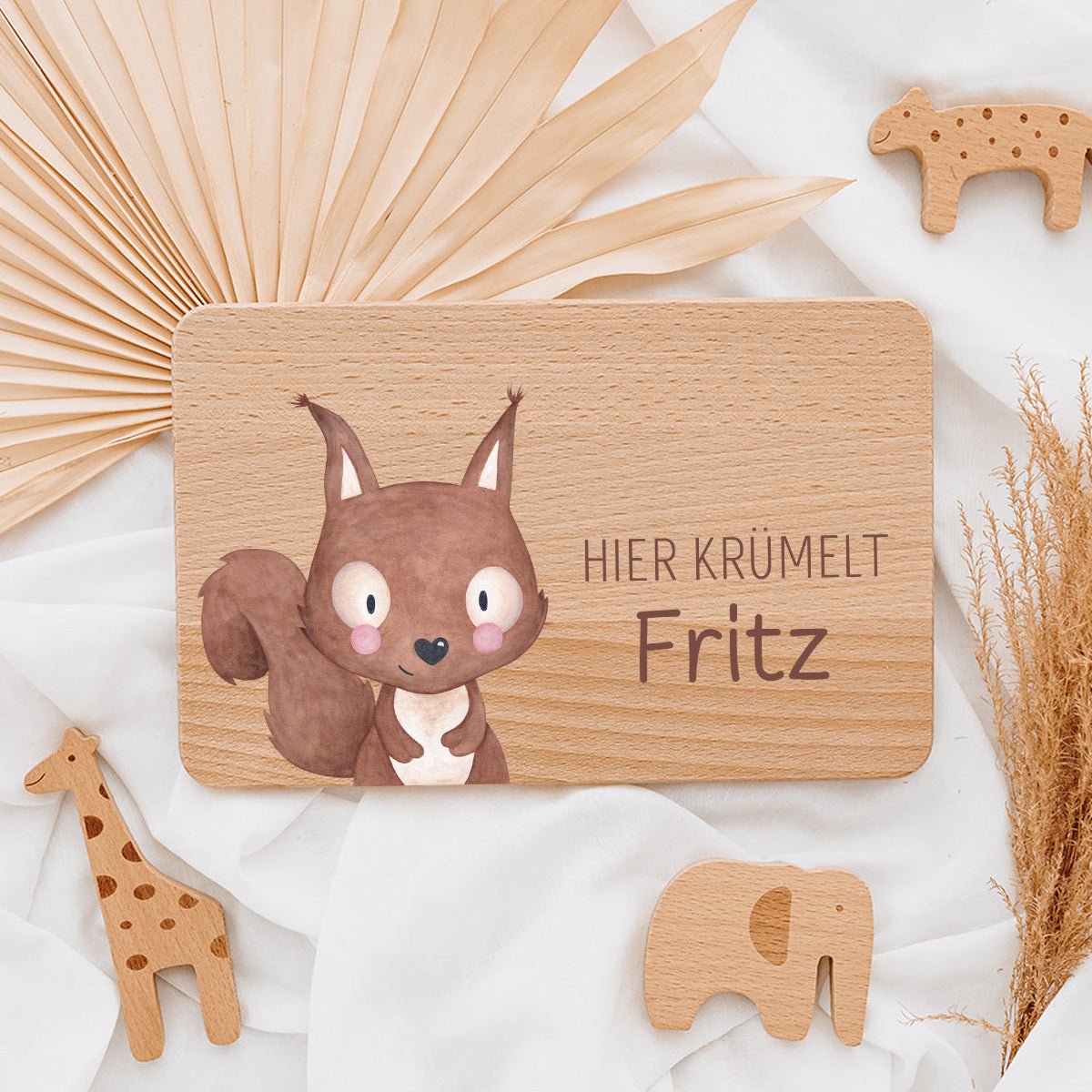 Frühstücksbrettchen personalisiert - Tier Aquarell - wunderwunsch