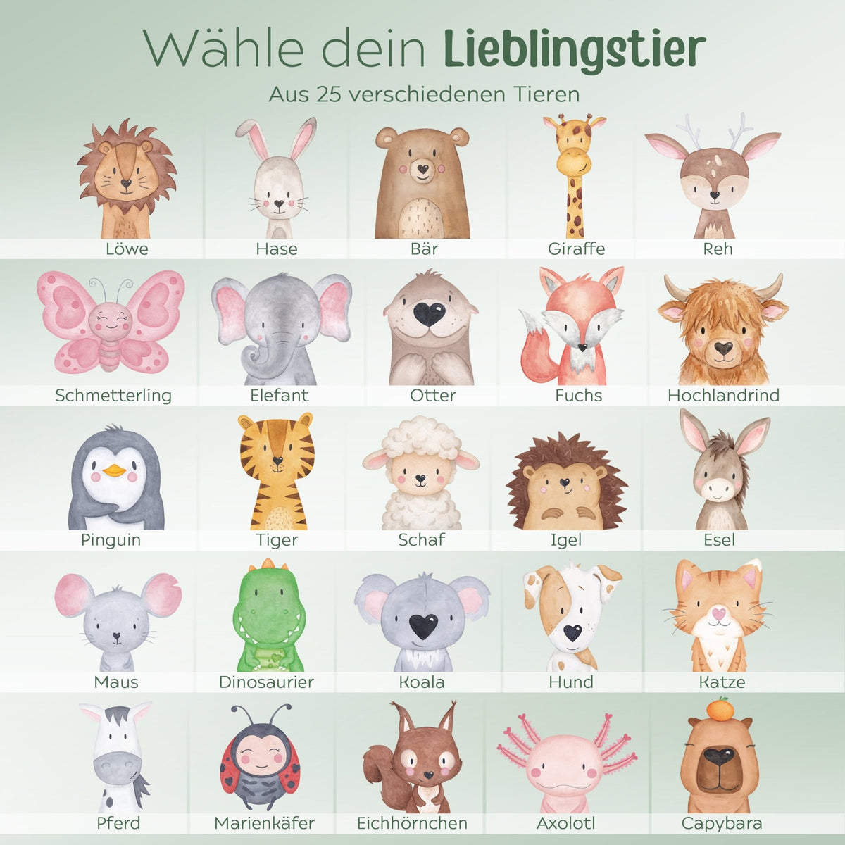 Frühstücksbrettchen personalisiert - Tier Aquarell - wunderwunsch