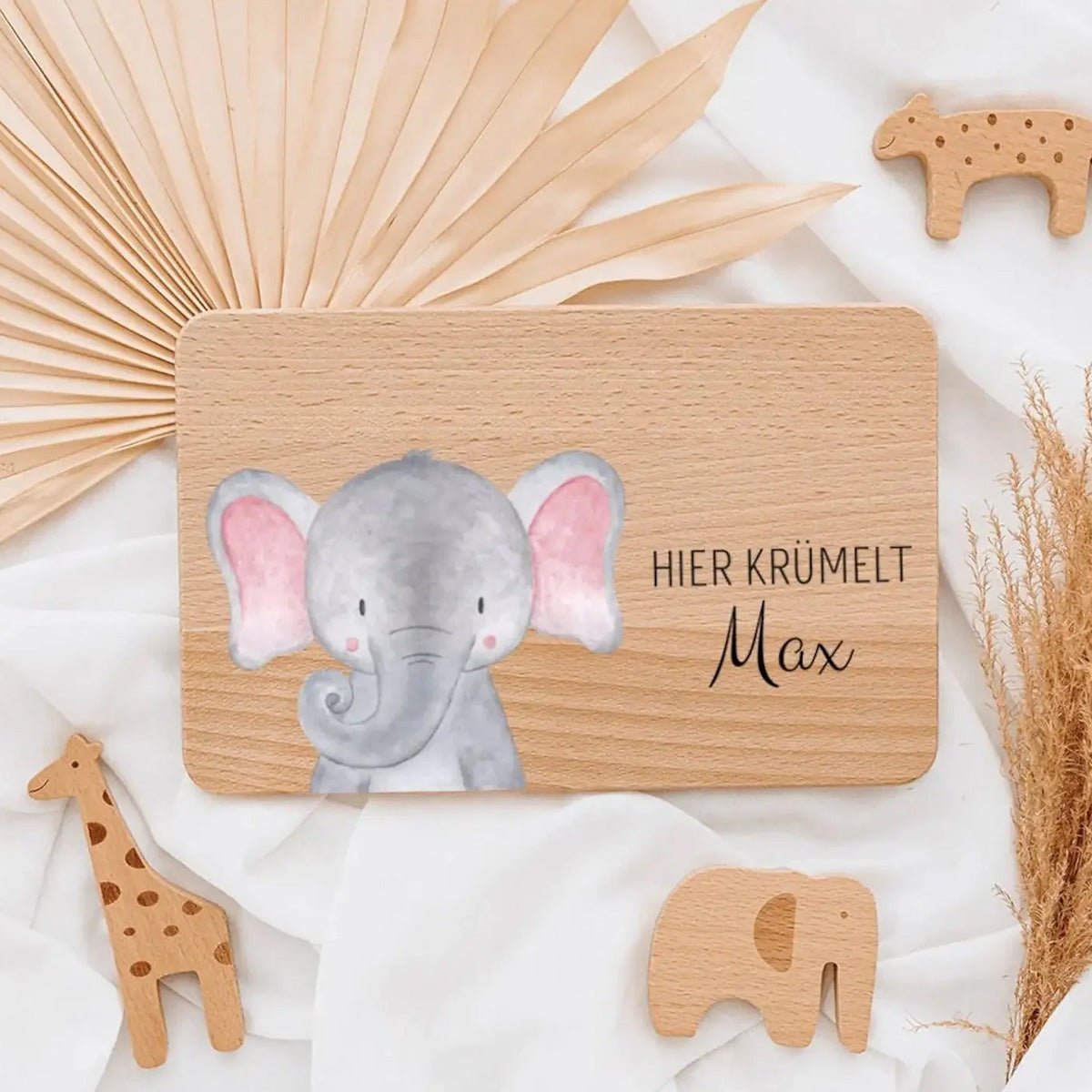 Frühstücksbrettchen personalisiert - Tier Aquarell - wunderwunsch