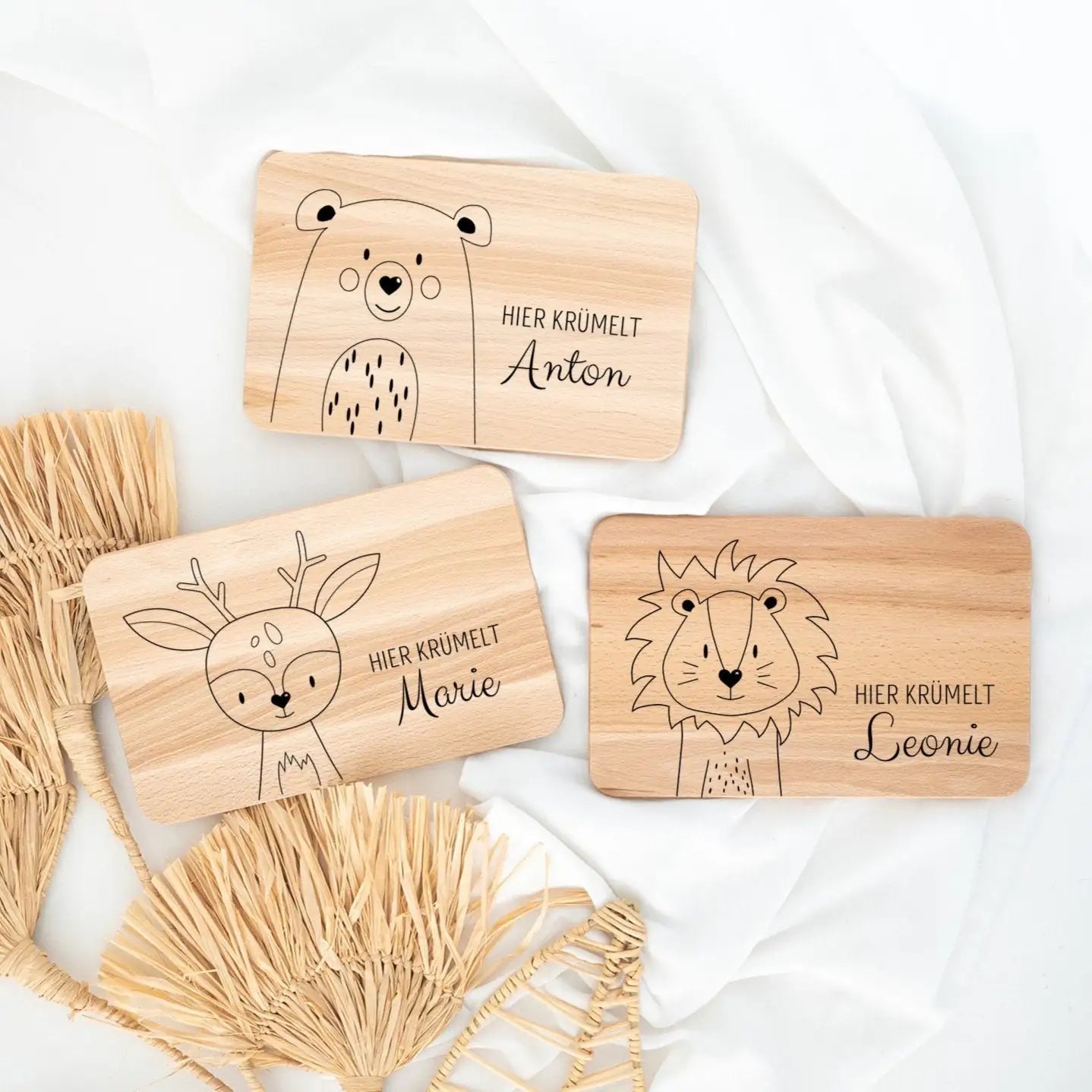 Frühstücksbrettchen personalisiert - Tier Gravur - wunderwunsch