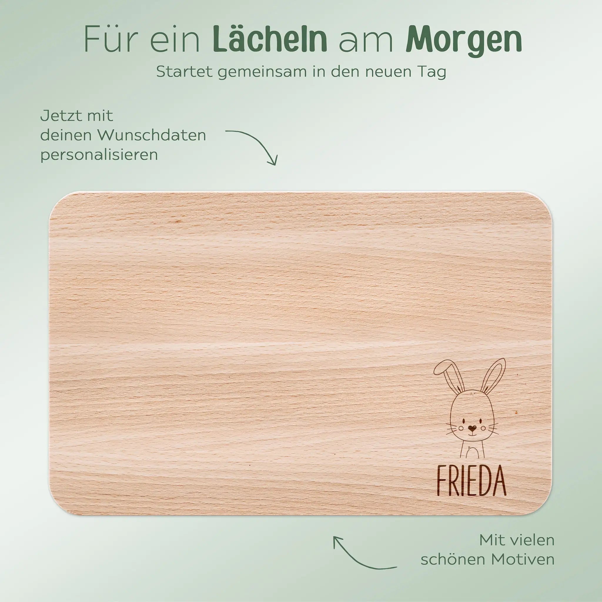 Frühstücksbrettchen personalisiert - Tier klein unten - wunderwunsch