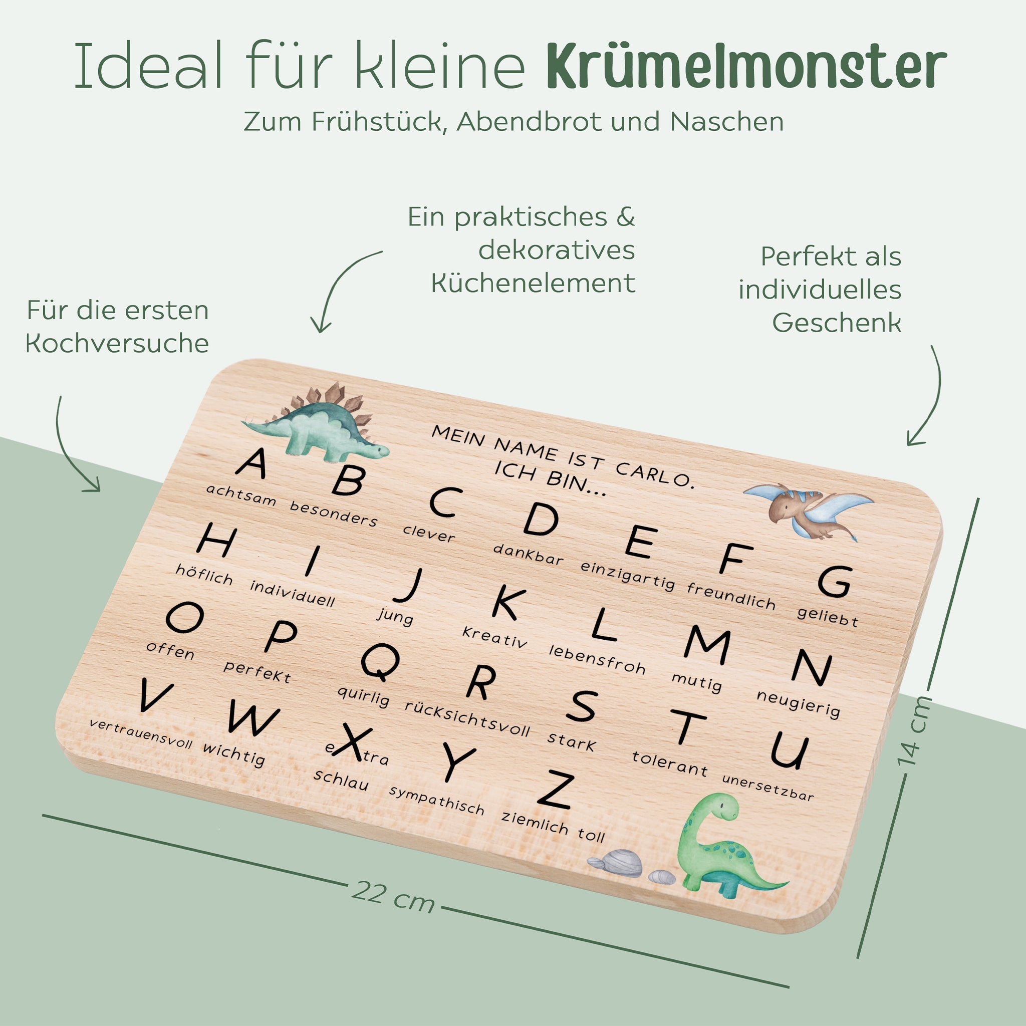 Frühstücksbrettchen personalisiert - ABC Aquarell - wunderwunsch