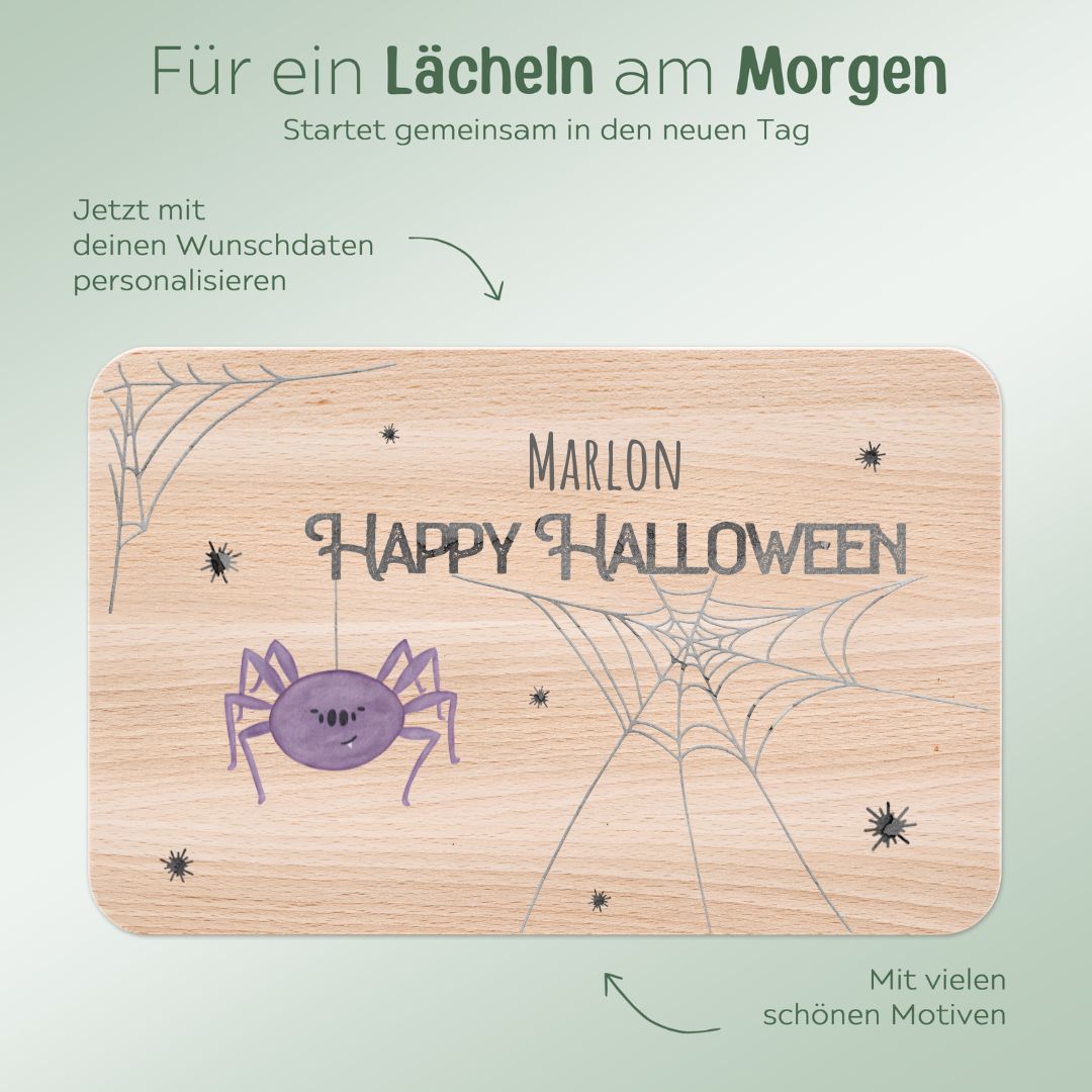 Frühstücksbrettchen personalisiert - Halloween Aquarell - wunderwunsch