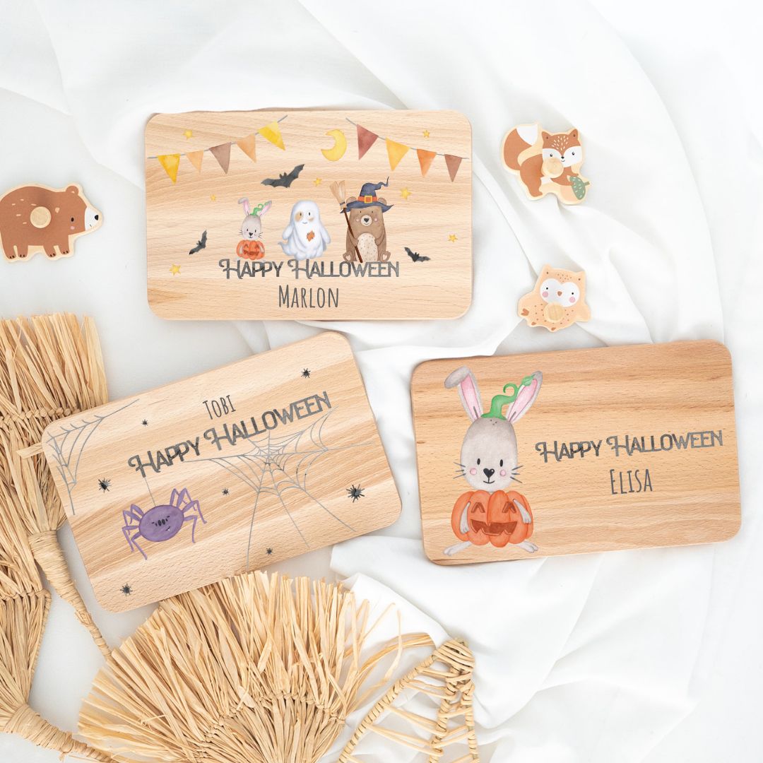 Frühstücksbrettchen personalisiert - Halloween Aquarell - wunderwunsch