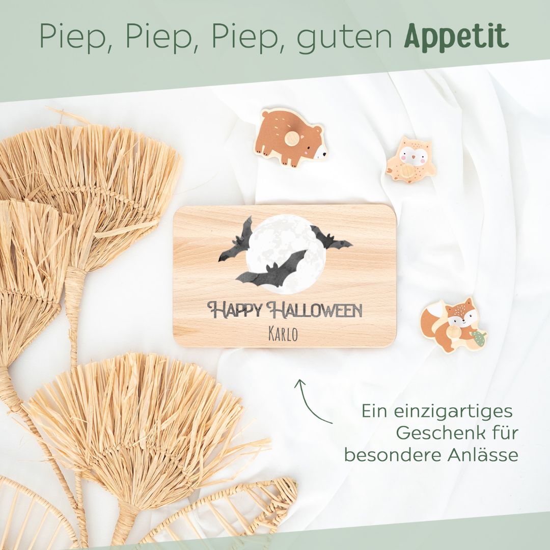 Frühstücksbrettchen personalisiert - Halloween Aquarell - wunderwunsch