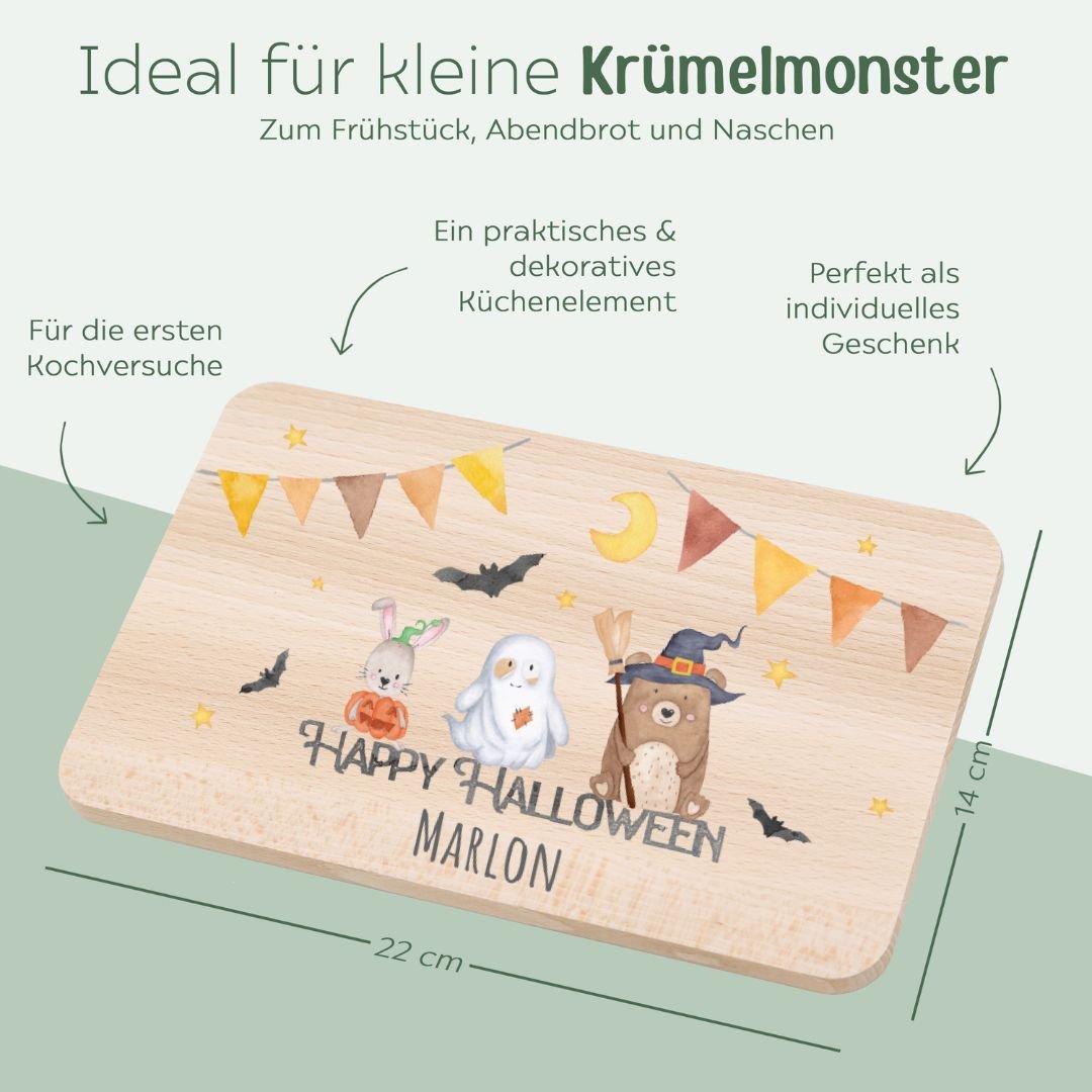 Frühstücksbrettchen personalisiert - Halloween Aquarell - wunderwunsch