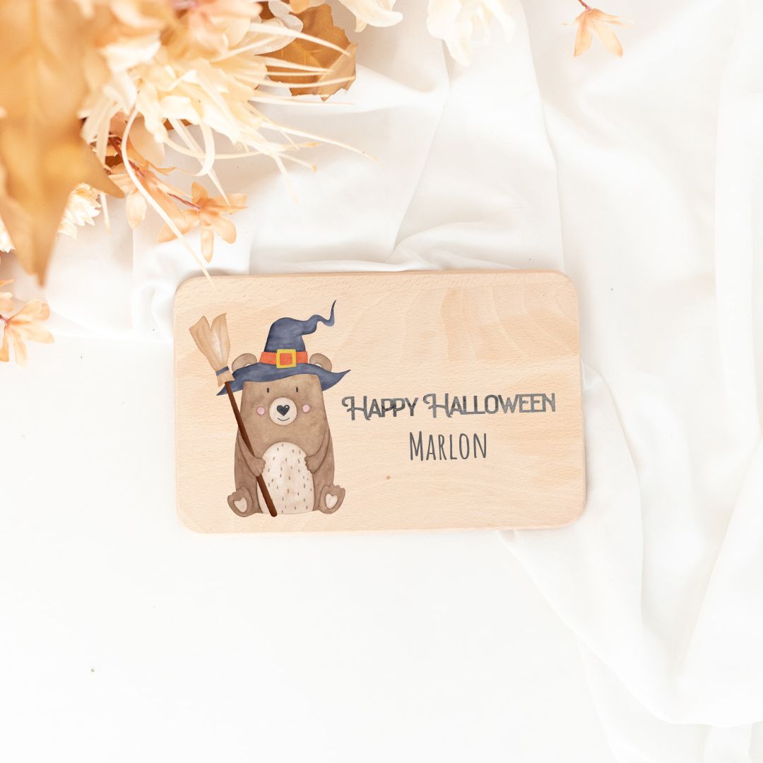 Frühstücksbrettchen personalisiert - Halloween Aquarell - wunderwunsch