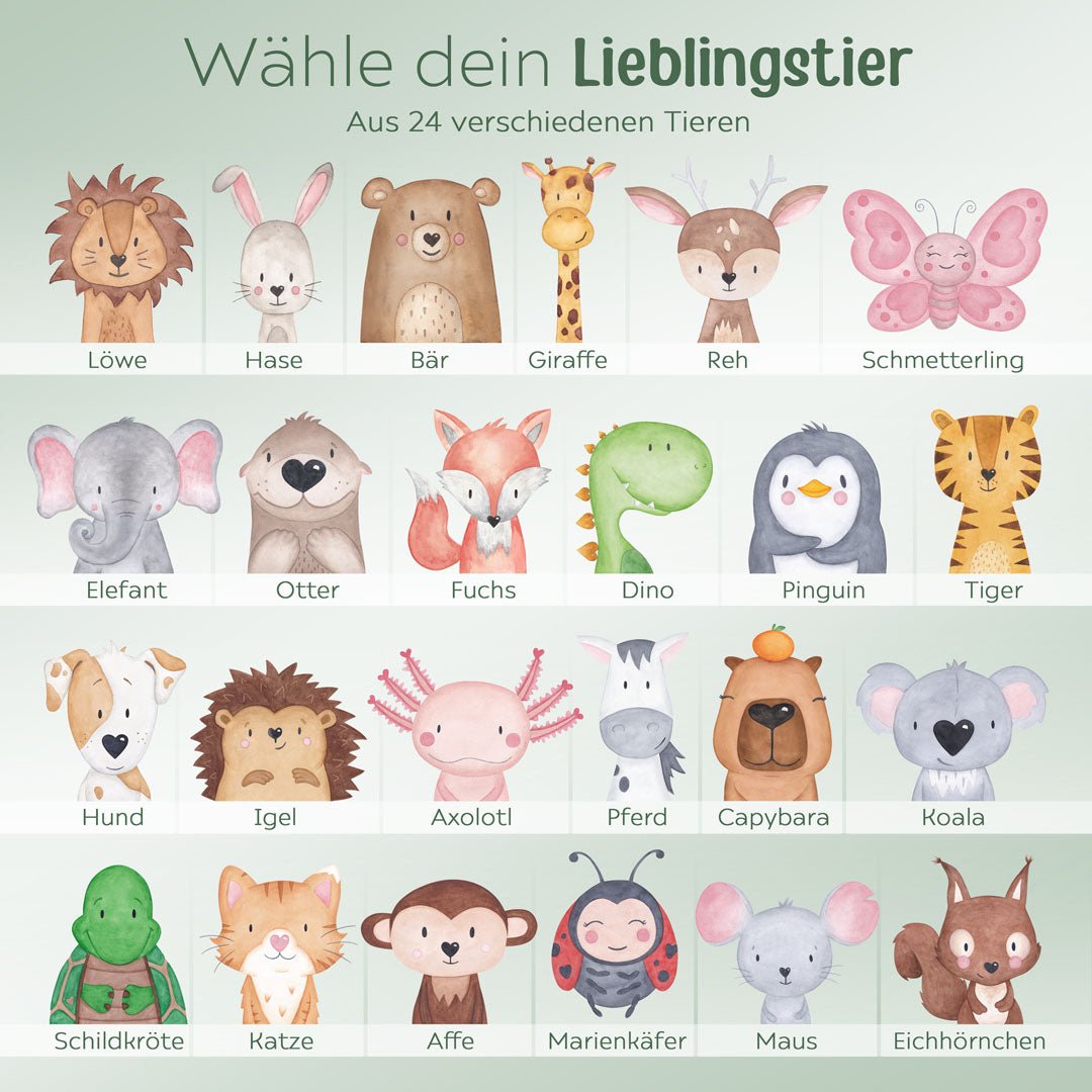 Frühstücksbrettchen personalisiert - Tier Aquarell - wunderwunsch