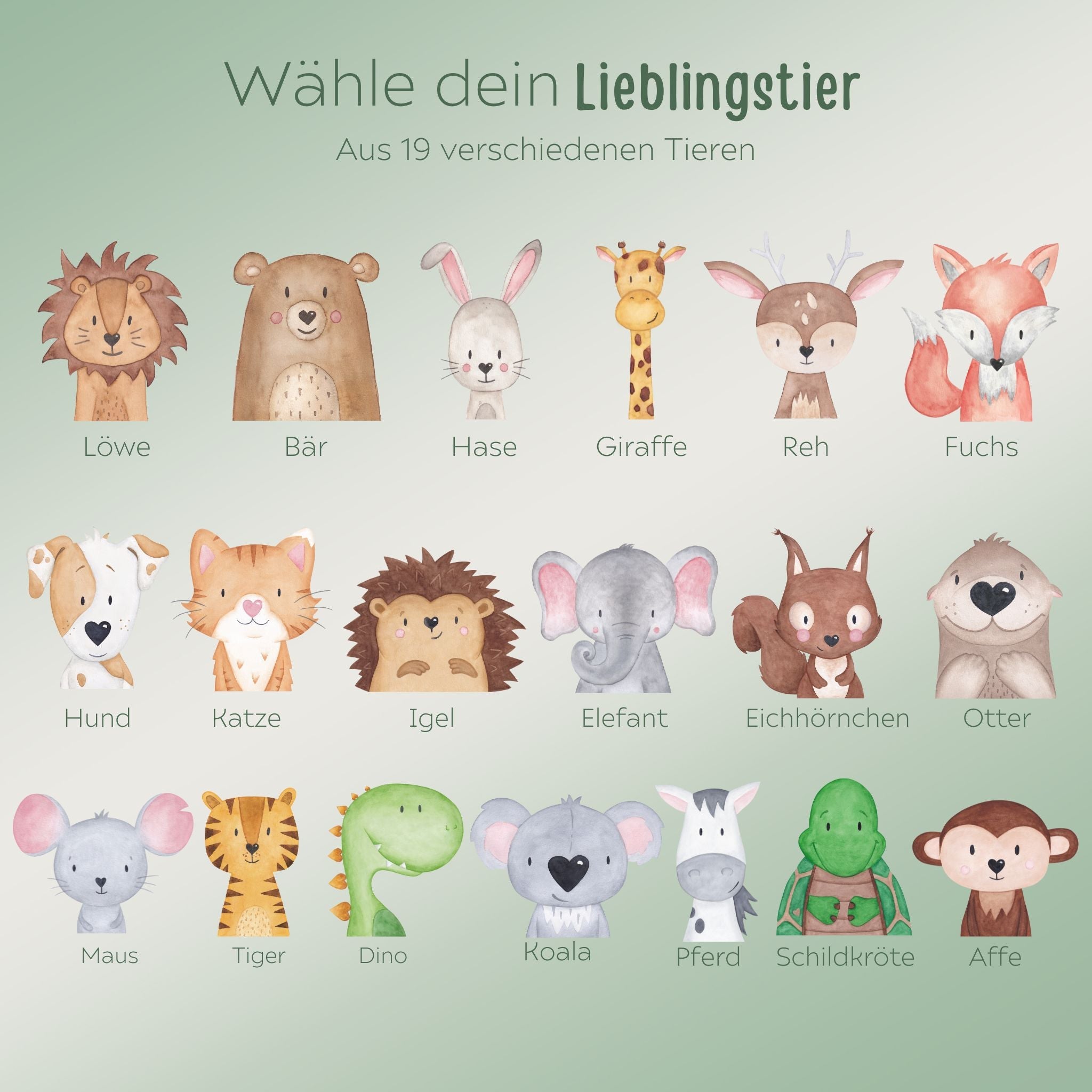 Frühstücksbrettchen personalisiert - Tier Aquarell - wunderwunsch