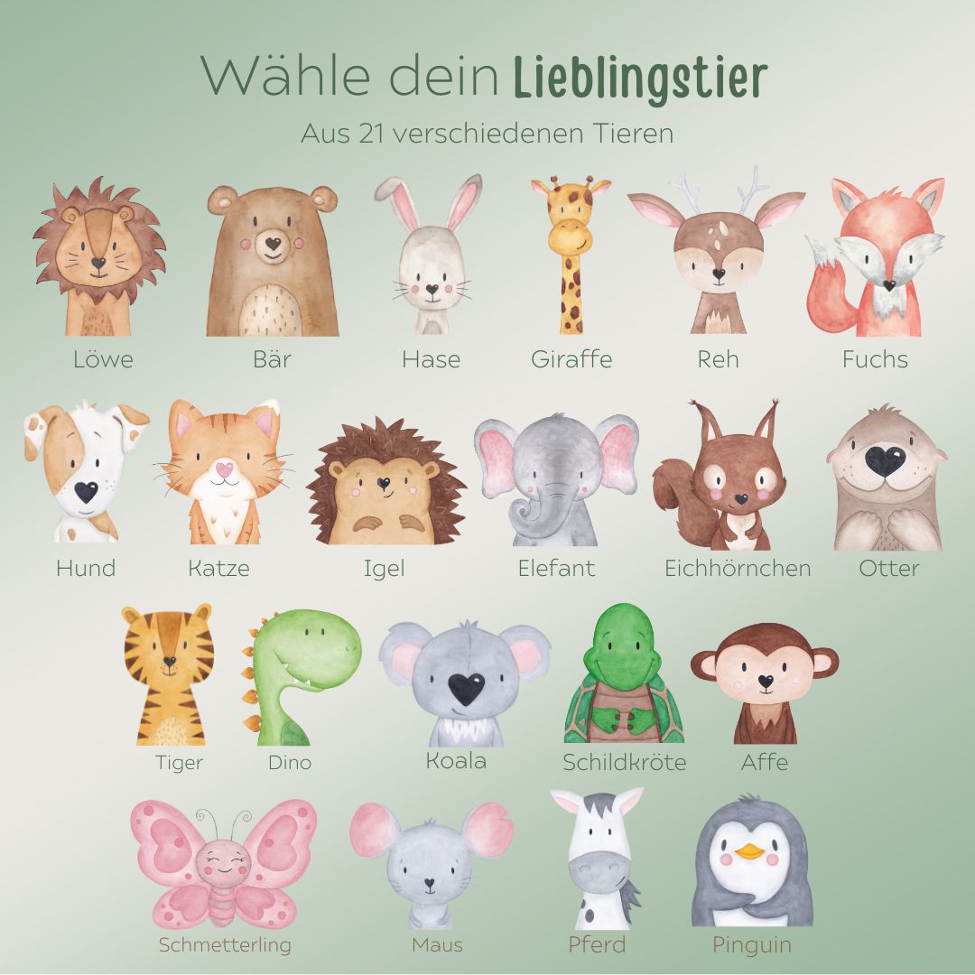 Frühstücksbrettchen personalisiert - Tier Aquarell - wunderwunsch