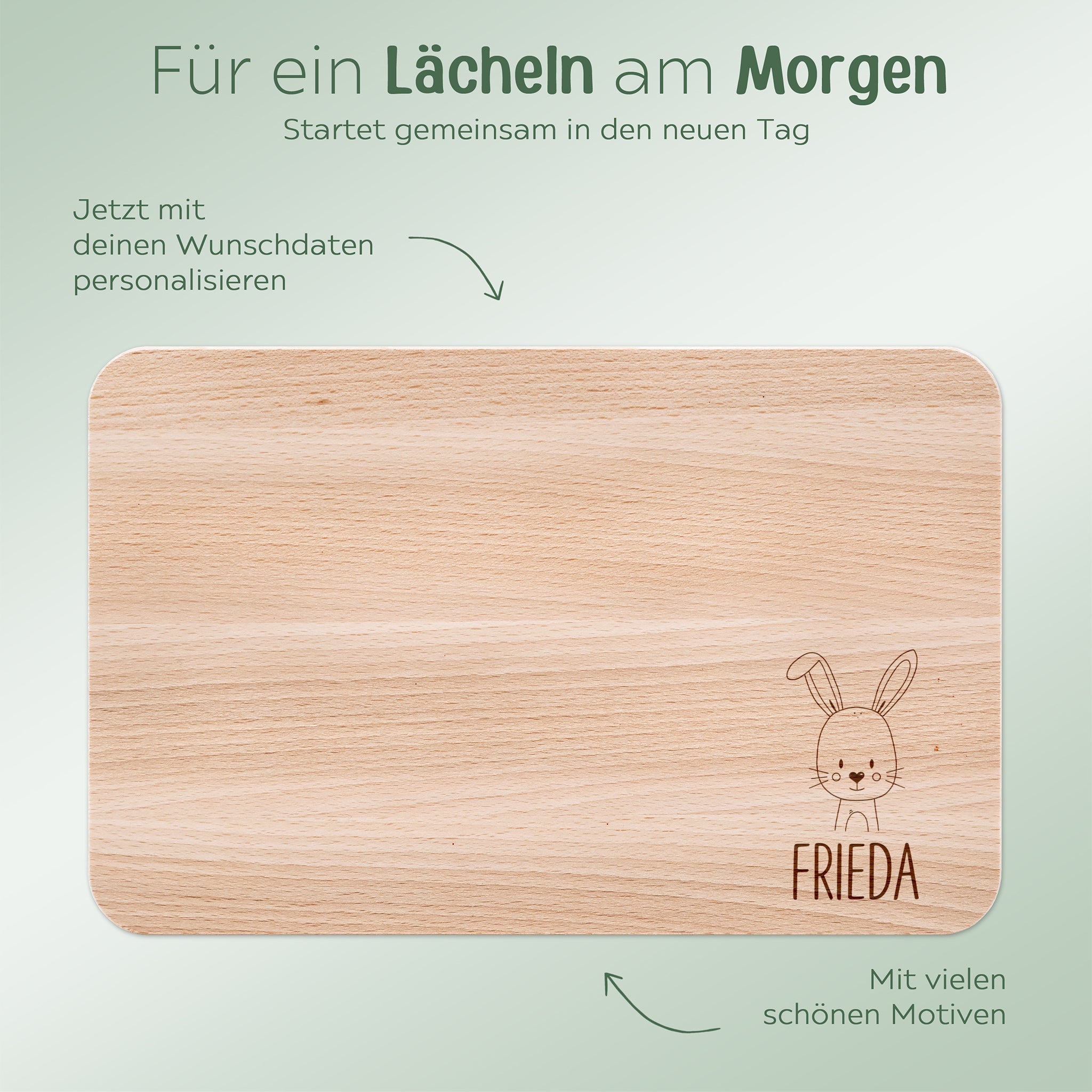 Frühstücksbrettchen personalisiert - Tier klein unten - wunderwunsch