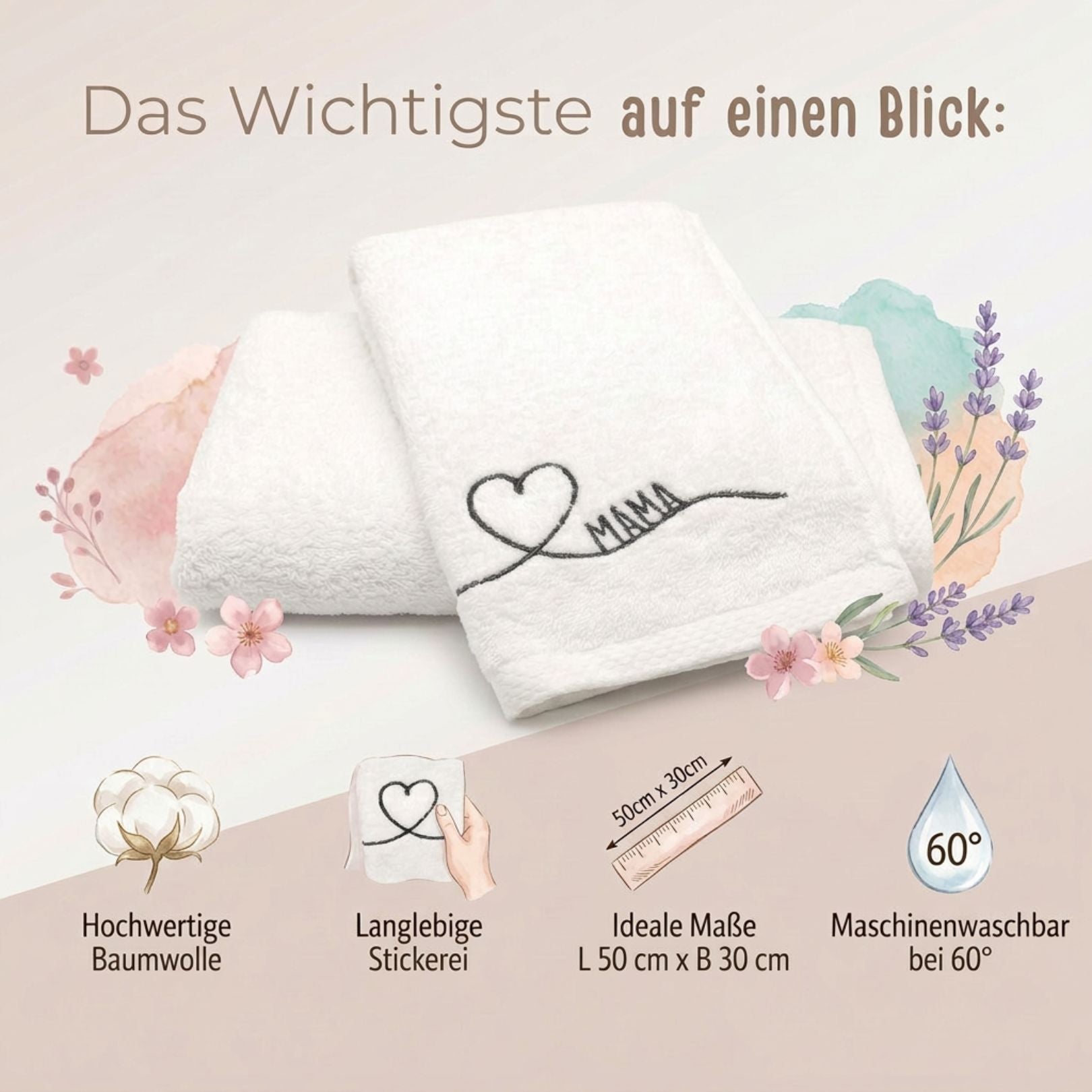 Gästehandtuch - Mama - wunderwunsch