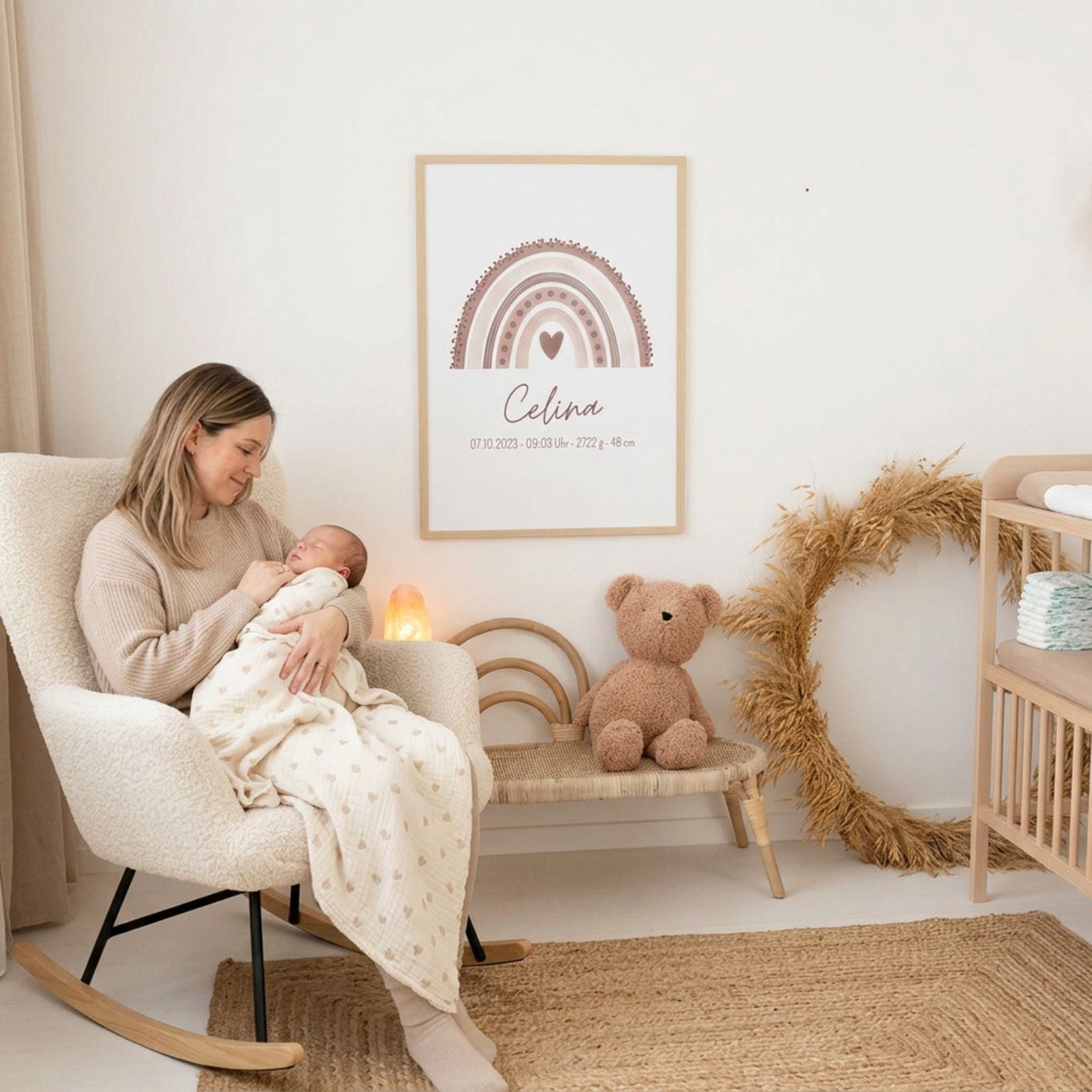 Geburtsposter – Regenbogen Aquarell personalisiert - wunderwunsch