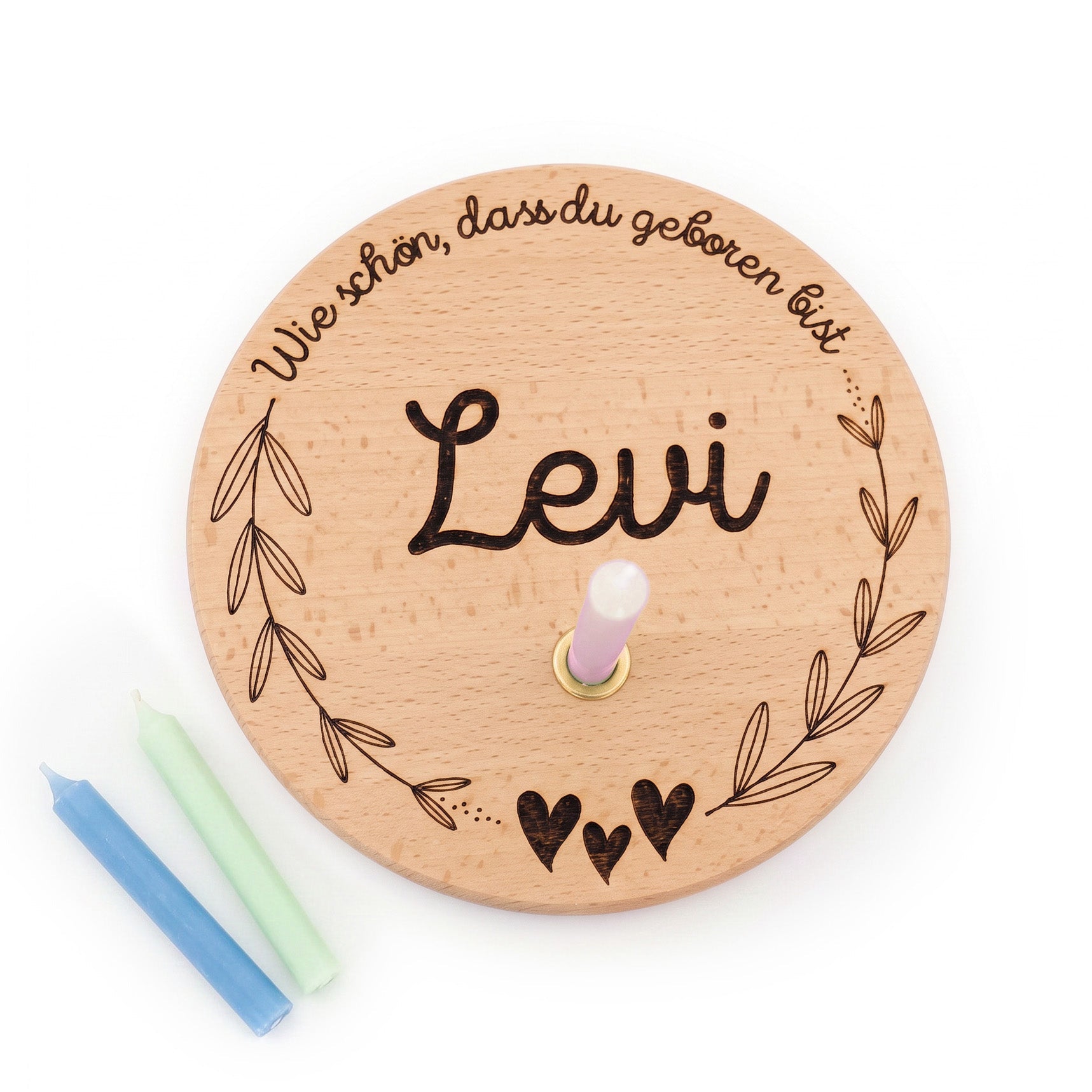 Geburtstagsteller Holz personalisiert - Name Gravur - wunderwunsch