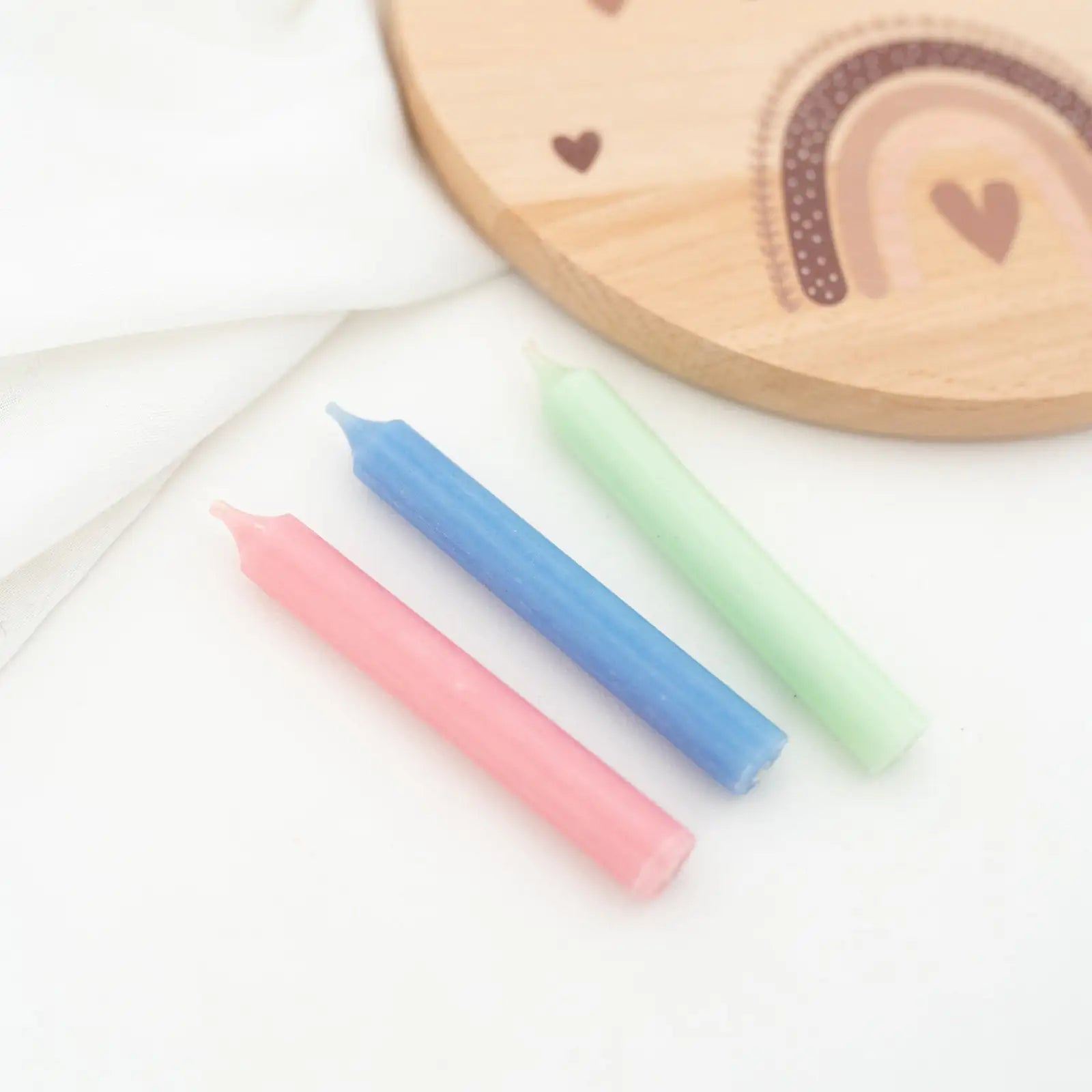 Geburtstagsteller Holz personalisiert - Regenbogen Boho beige Aquarell - wunderwunsch