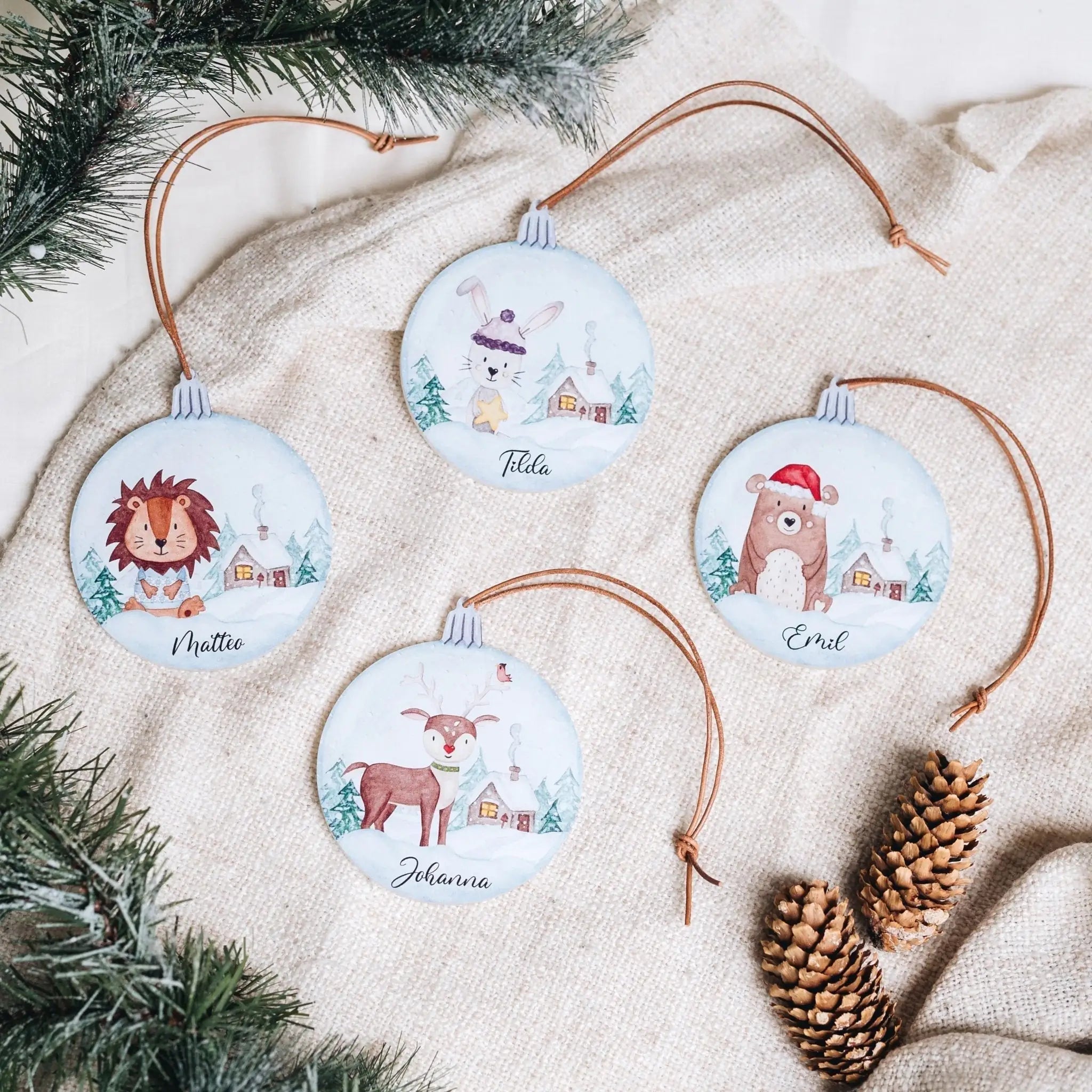 Geschenkanhänger Acryl "Weihnachtstiere" personalisiert - wunderwunsch