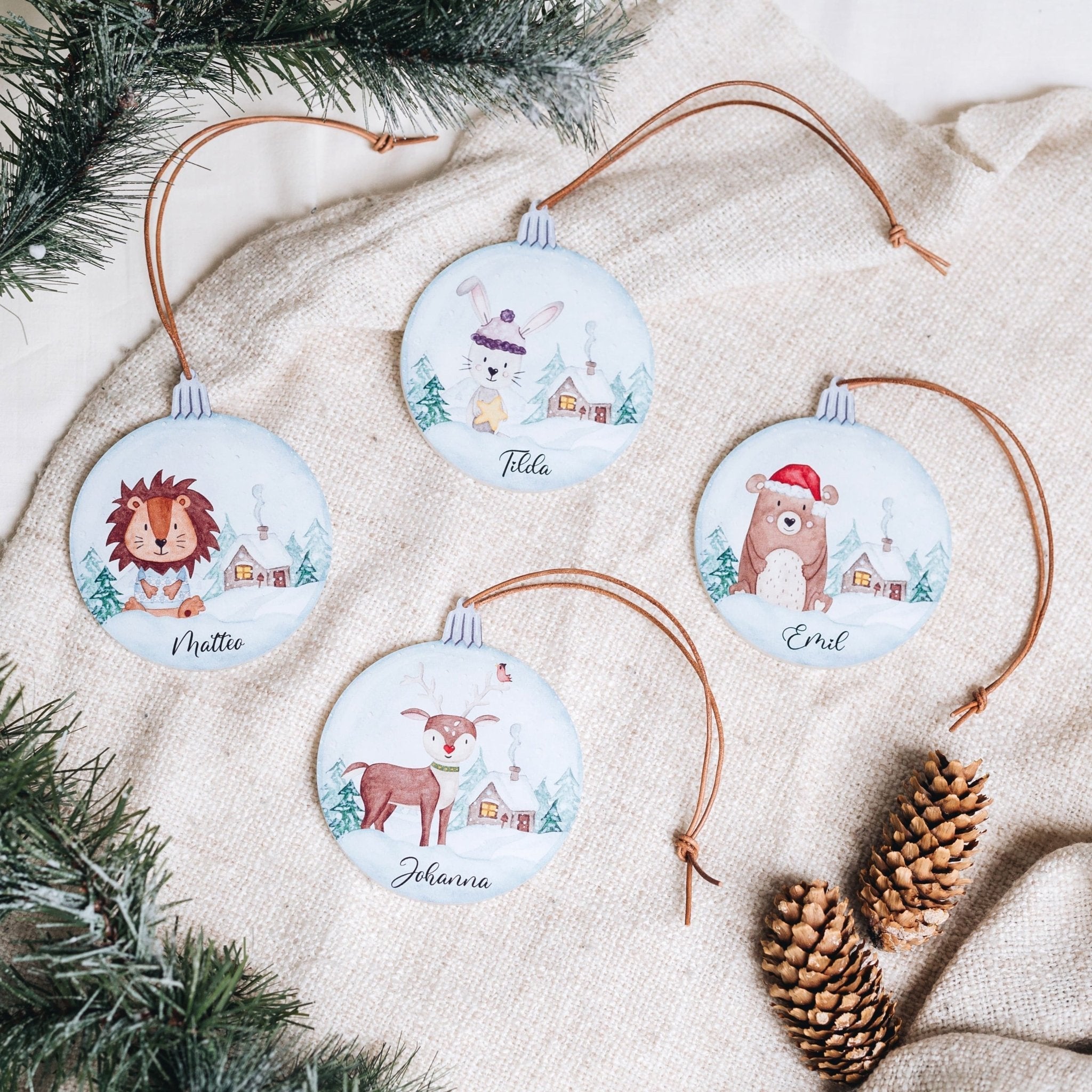 Geschenkanhänger Acryl "Weihnachtstiere" personalisiert - wunderwunsch