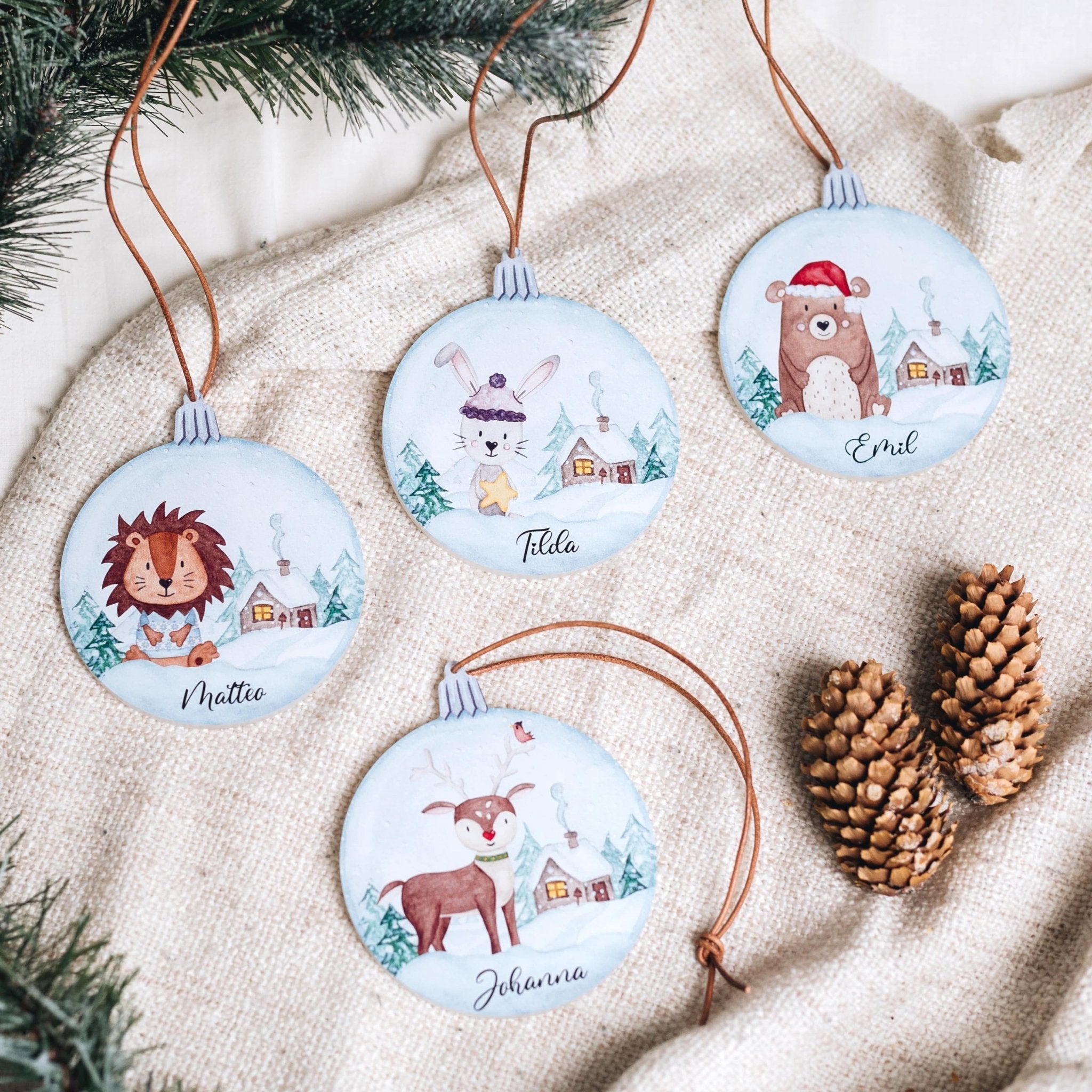 Geschenkanhänger Acryl "Weihnachtstiere" personalisiert - wunderwunsch