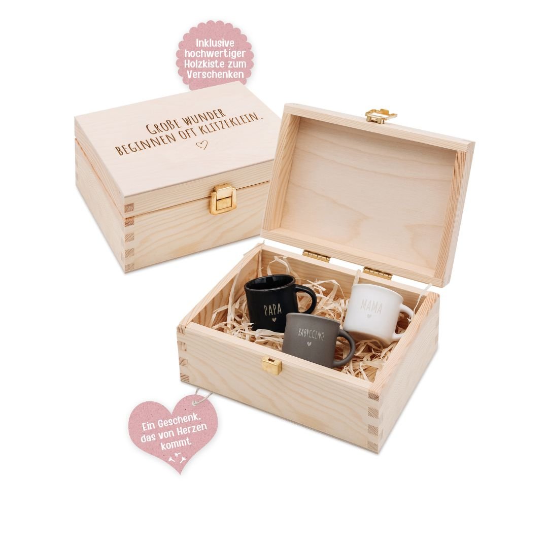 Geschenkbox Babyshower - Espresso Set Familie - wunderwunsch