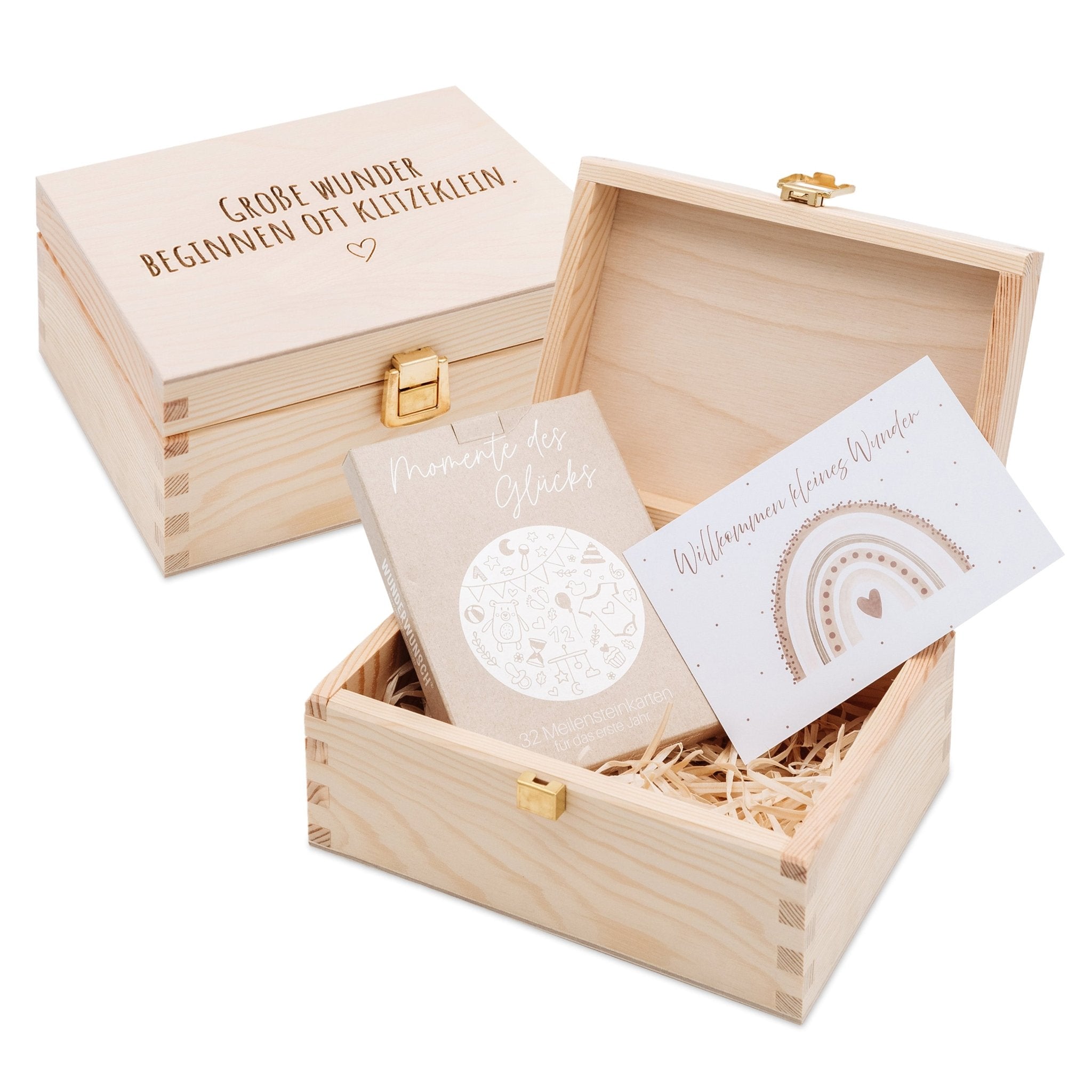Geschenkbox Babyshower - Meilensteinkarten + Postkarte - wunderwunsch