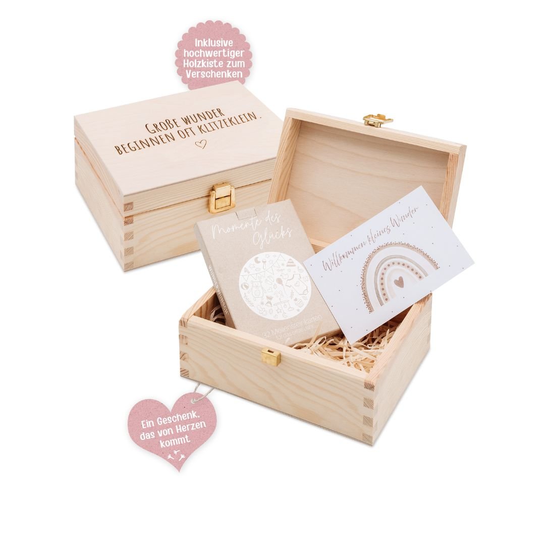 Geschenkbox Babyshower - Meilensteinkarten + Postkarte - wunderwunsch