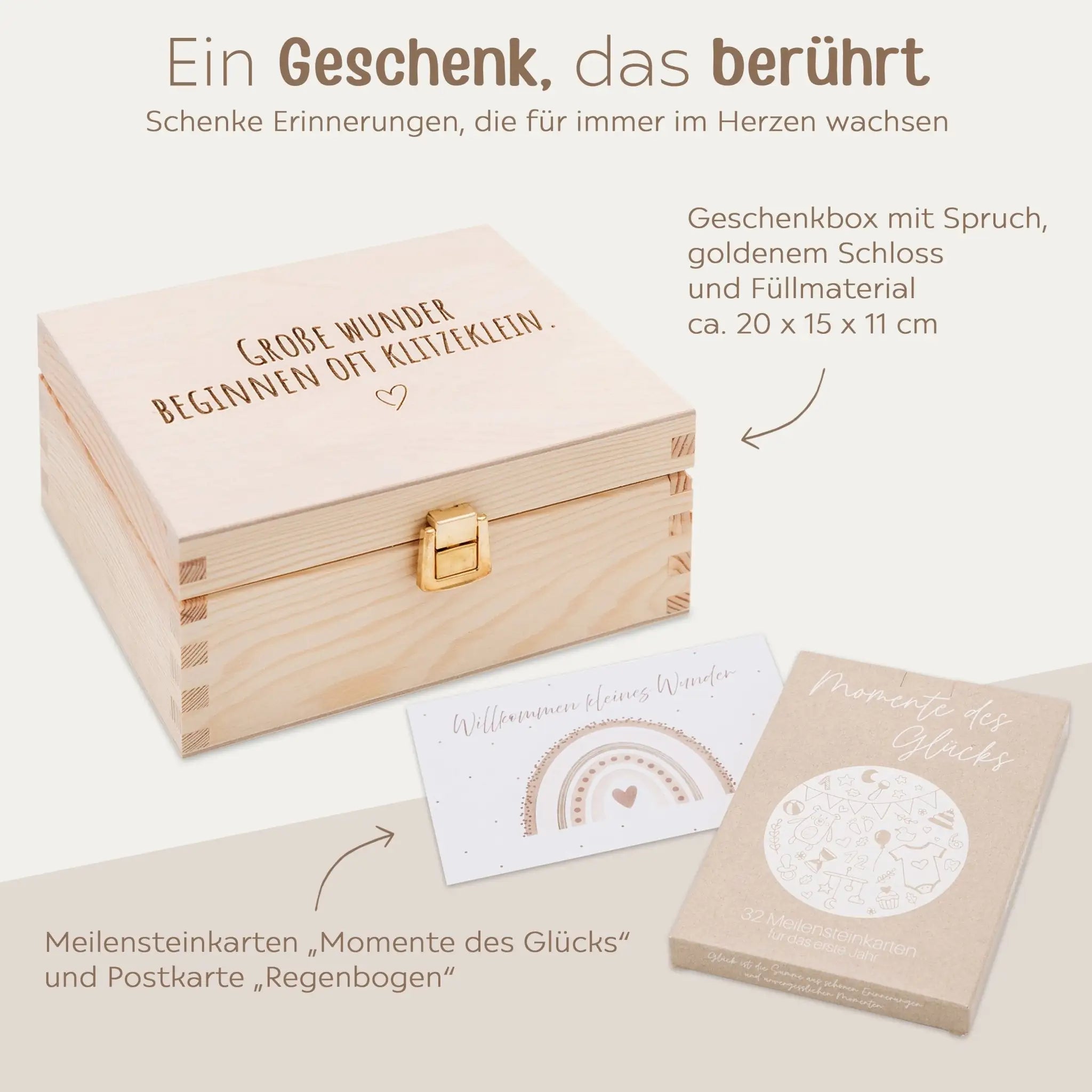 Geschenkbox Babyshower - Meilensteinkarten + Postkarte - wunderwunsch