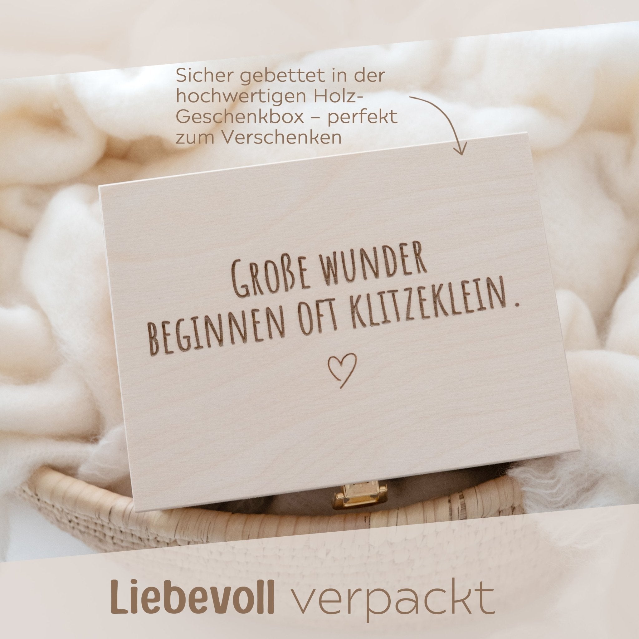 Geschenkbox Geburt - Löwe Greifling + Schmusetuch + Postkarte - wunderwunsch